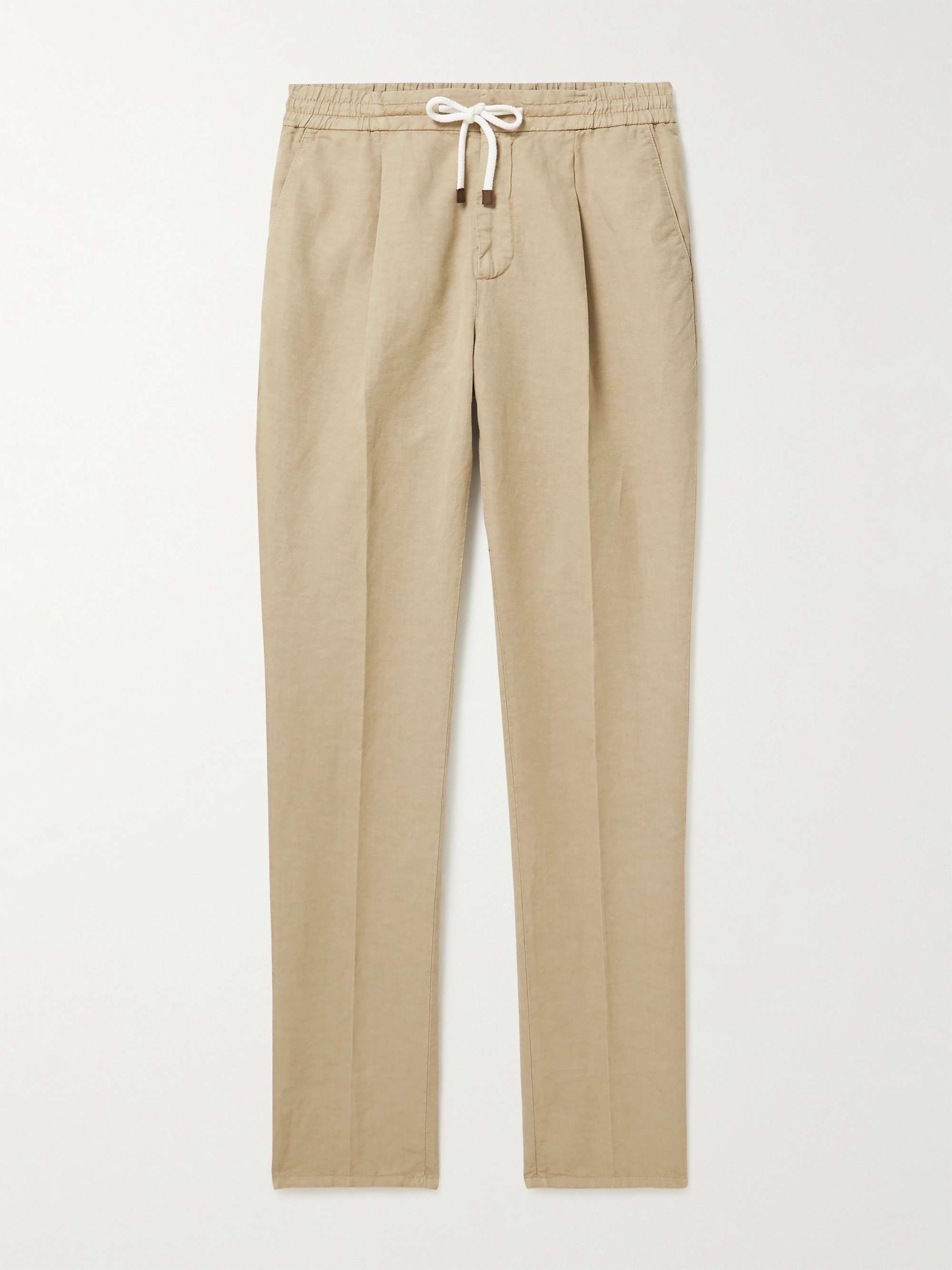 BRUNELLO CUCINELLI Slim-Fit Tapered Linen and Cotton-Blend Drawstring Trousers