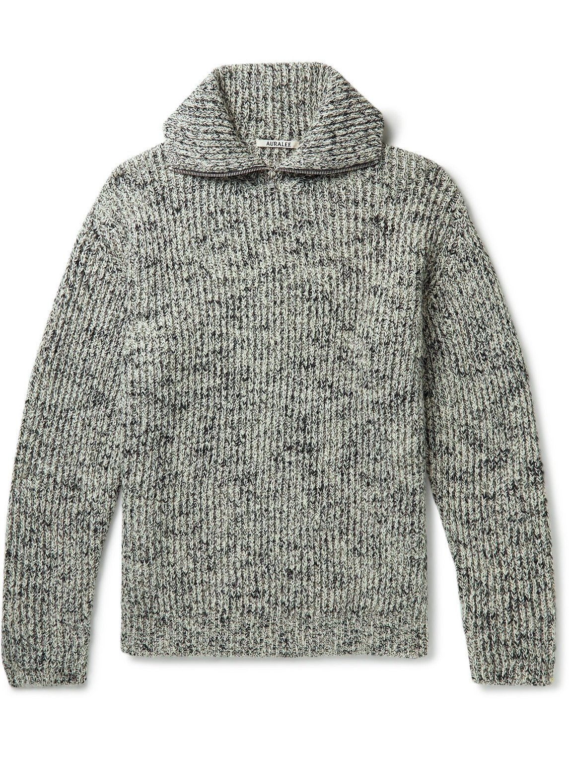 Auralee Ribbed Wool and Alpaca-Blend Zip-Up Sweater