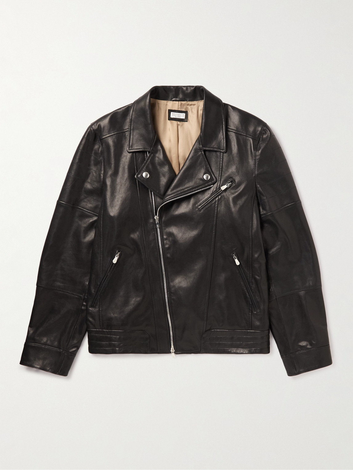 Brunello Cucinelli Leather Biker Jacket In Black