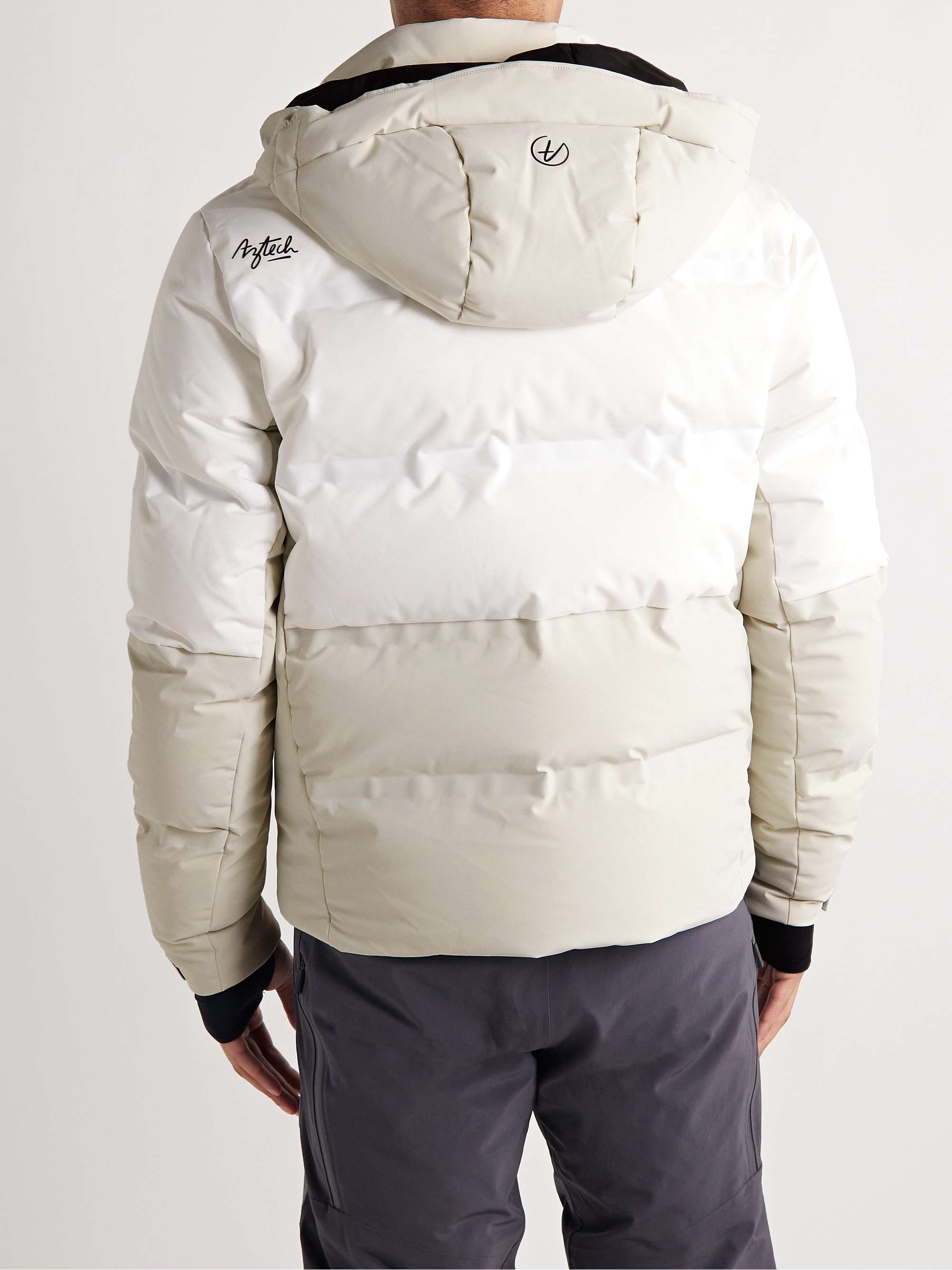 Gray Super Nuke Panelled Hooded Down Ski Jacket | AZTECH MOUNTAIN | MR ...