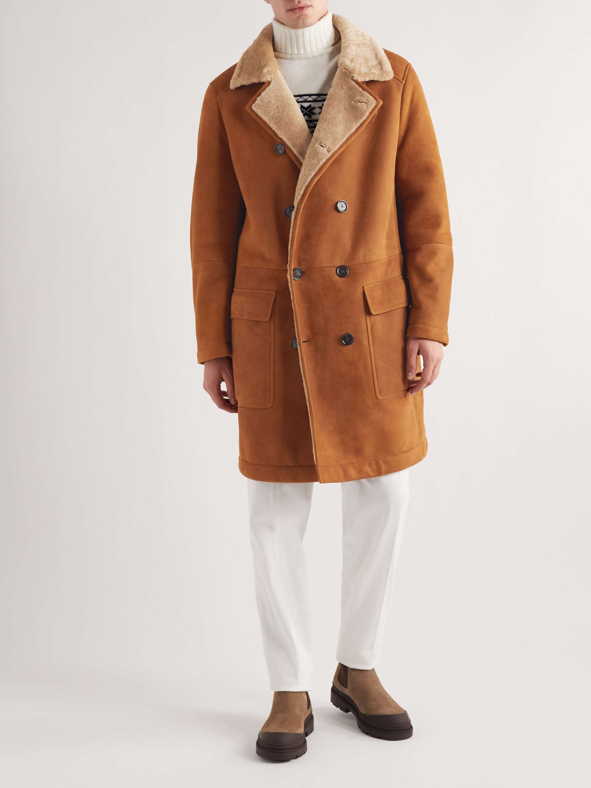 BRUNELLO CUCINELLI Double-Breasted Shearling Coat