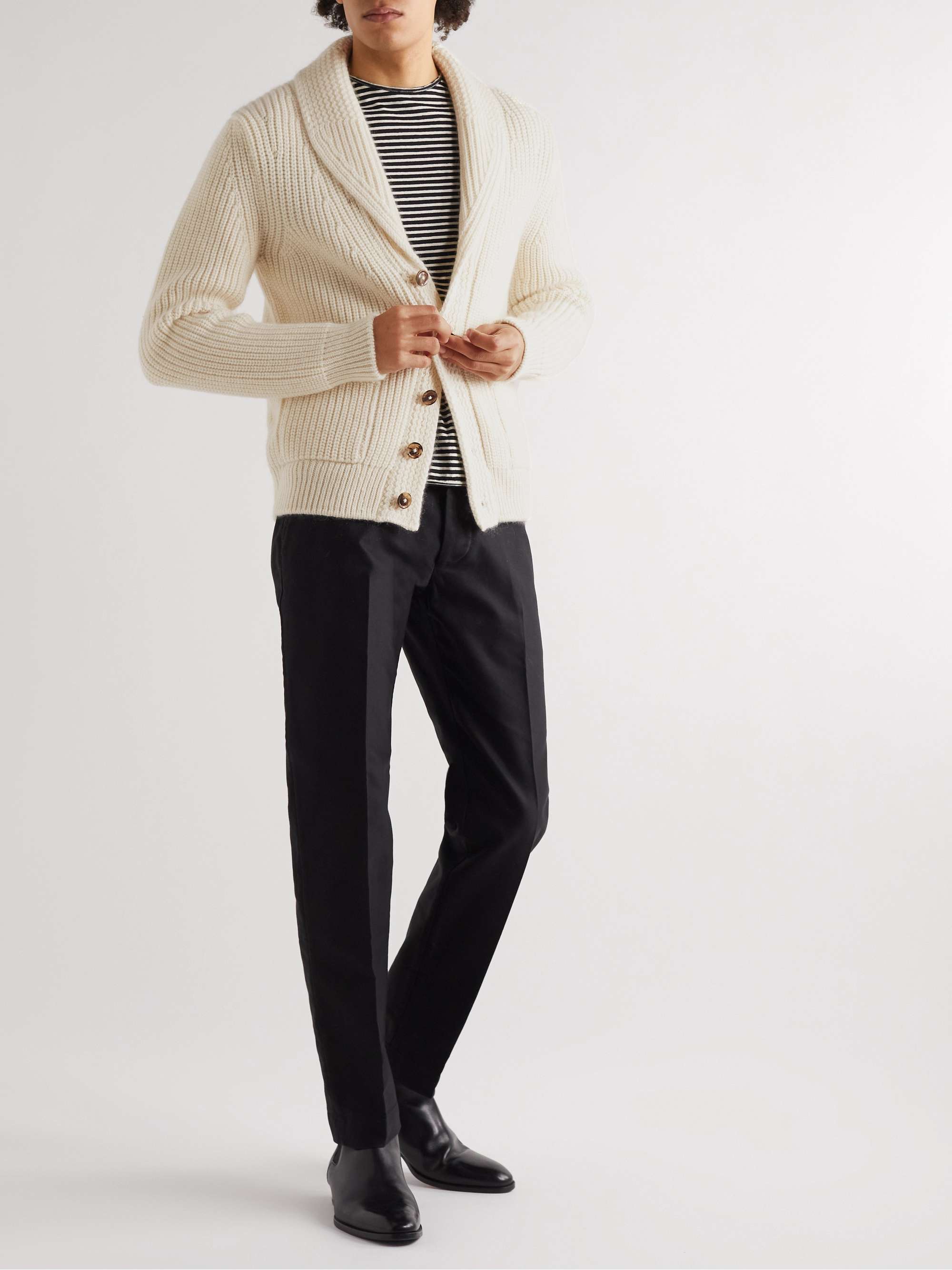 TOM FORD Shawl-Collar Cashmere and Mohair-Blend Cardigan