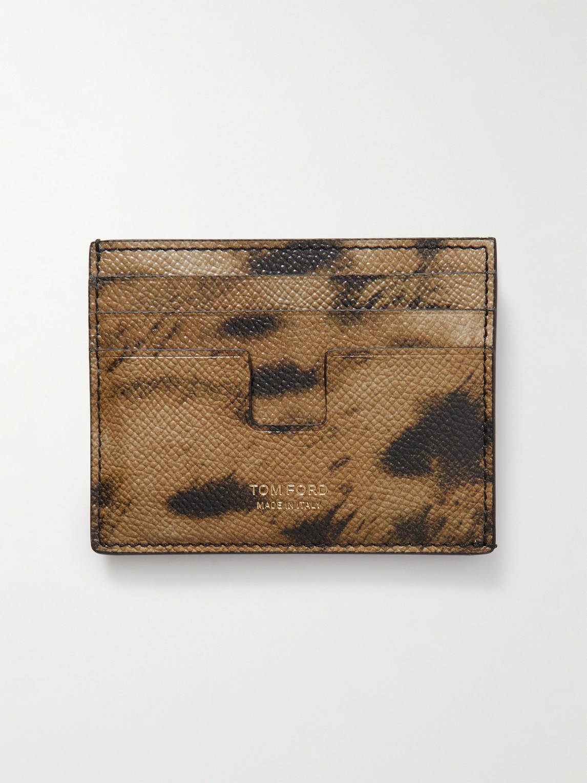 Tom Ford Leopard-print Full-grain Leather Cardholder In Brown