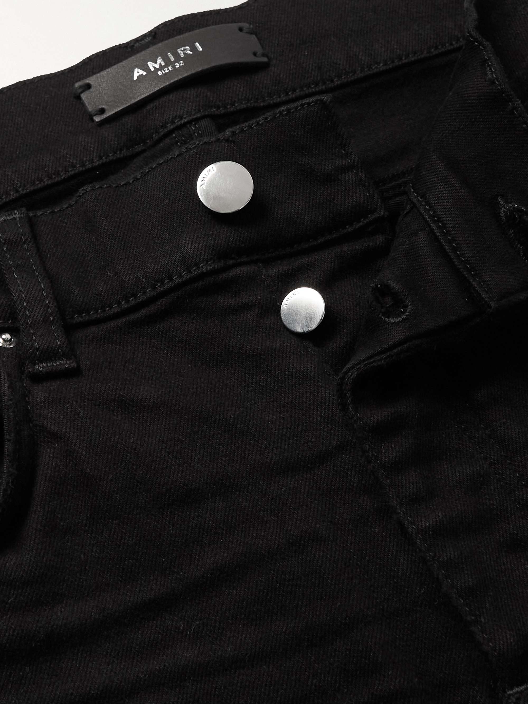 AMIRI MX1 Skinny-Fit Leather-Panelled Distressed Jeans