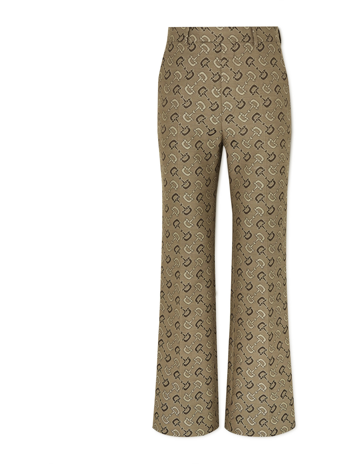 GUCCI STRAIGHT-LEG CROPPED LOGO-JACQUARD COTTON AND WOOL-BLEND TWILL TROUSERS