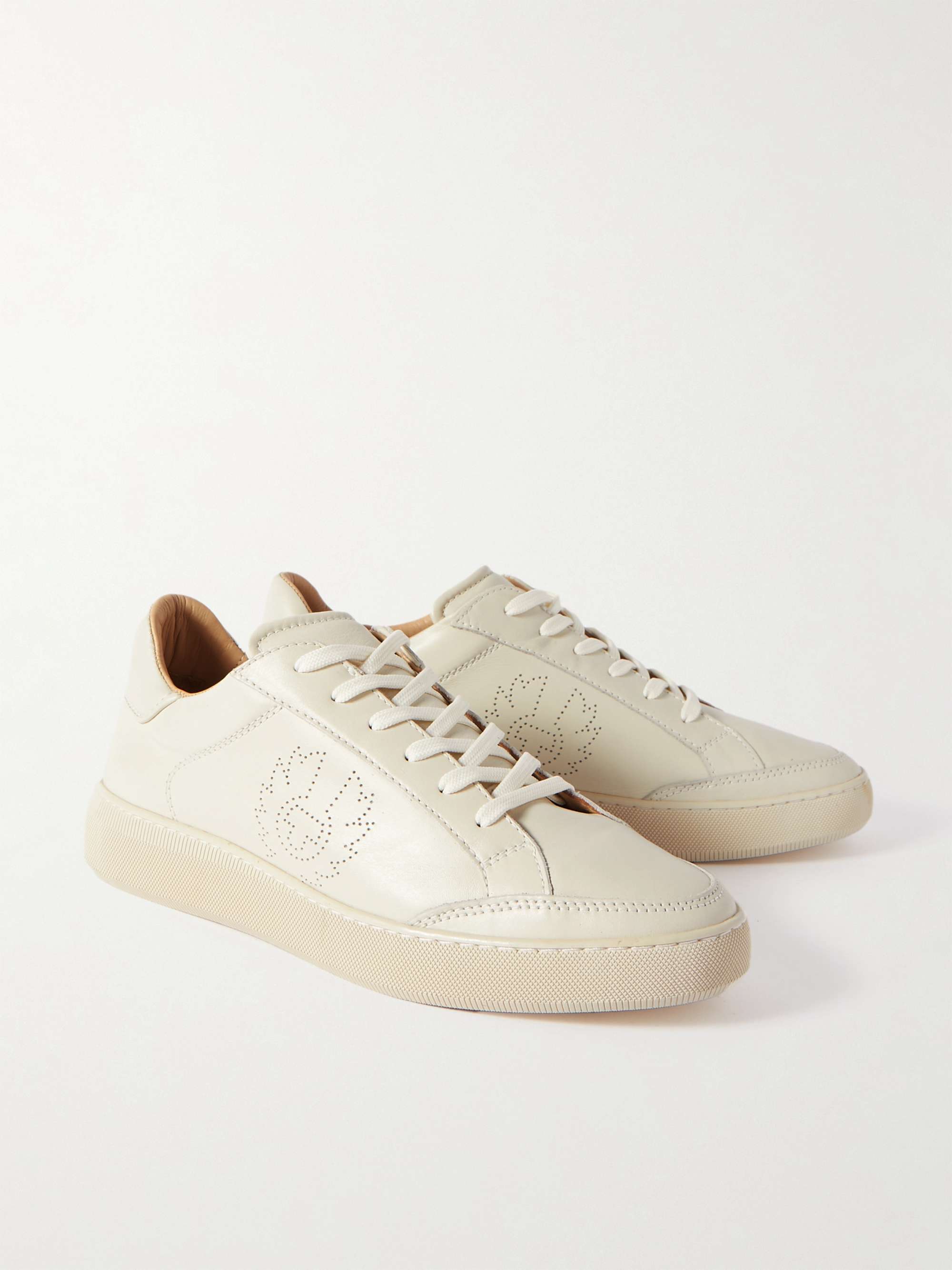 Off-white Track Logo-Perforated Leather Sneakers | BELSTAFF | MR PORTER