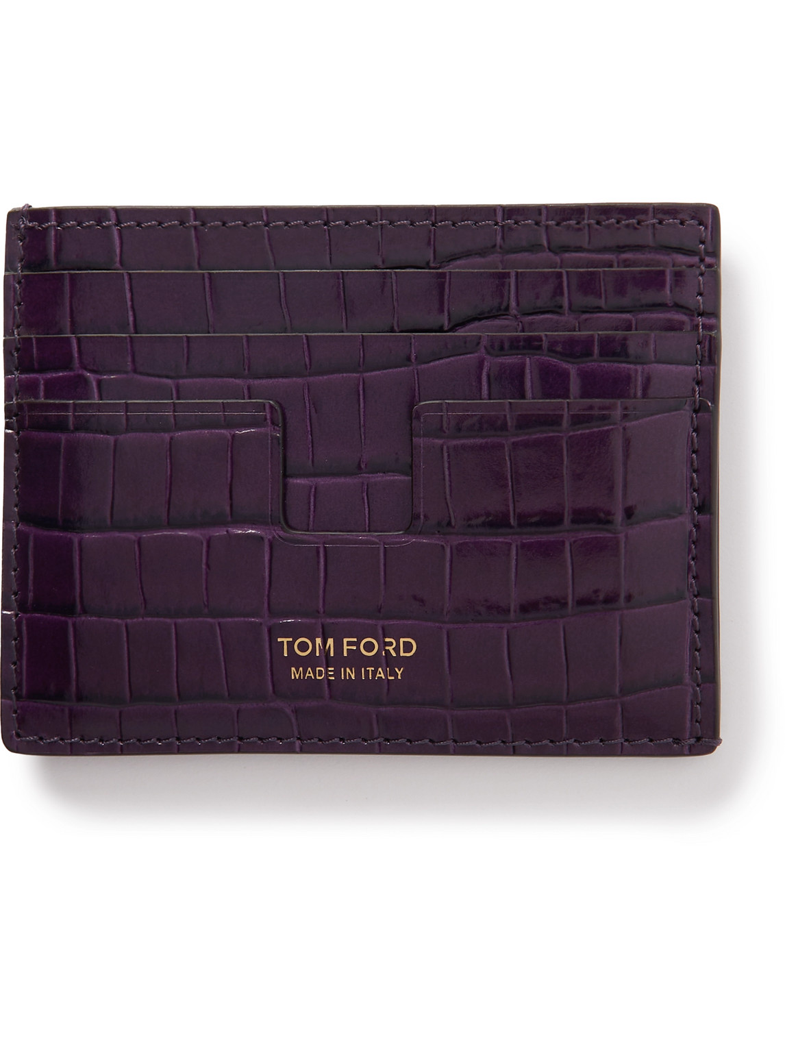 Tom Ford Croc-effect Leather Cardholder In Purple