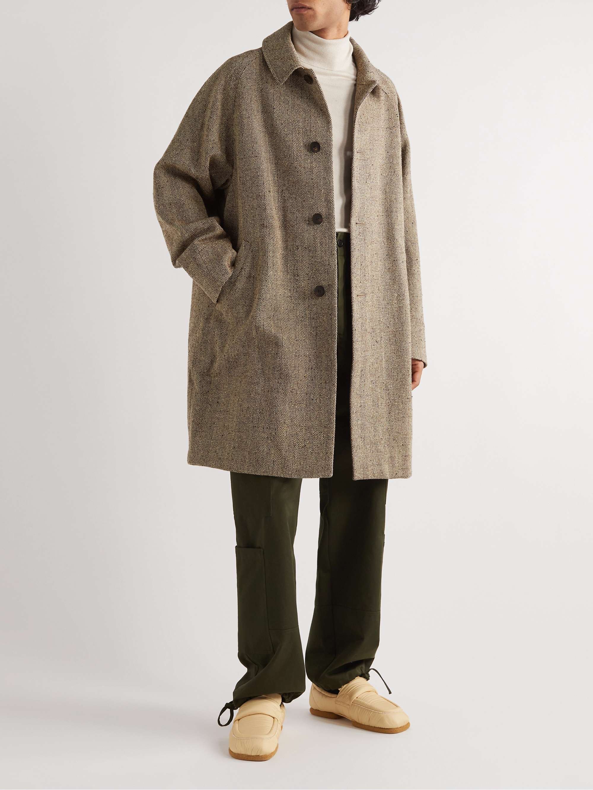 Brown Remi Herringbone Wool, Linen and Silk-Blend Tweed Coat | VISVIM