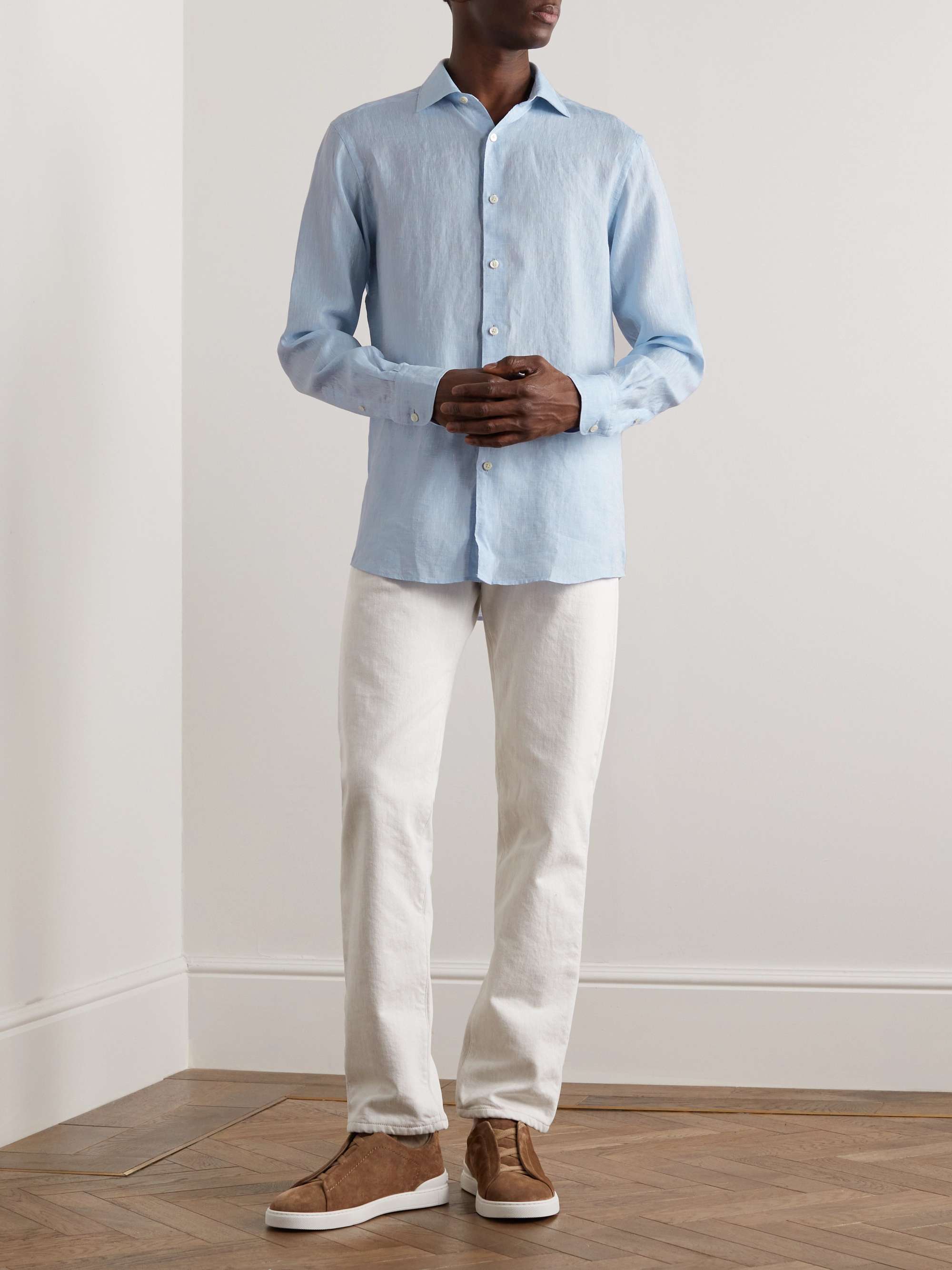 Sky blue Linen Shirt | ZEGNA | MR PORTER