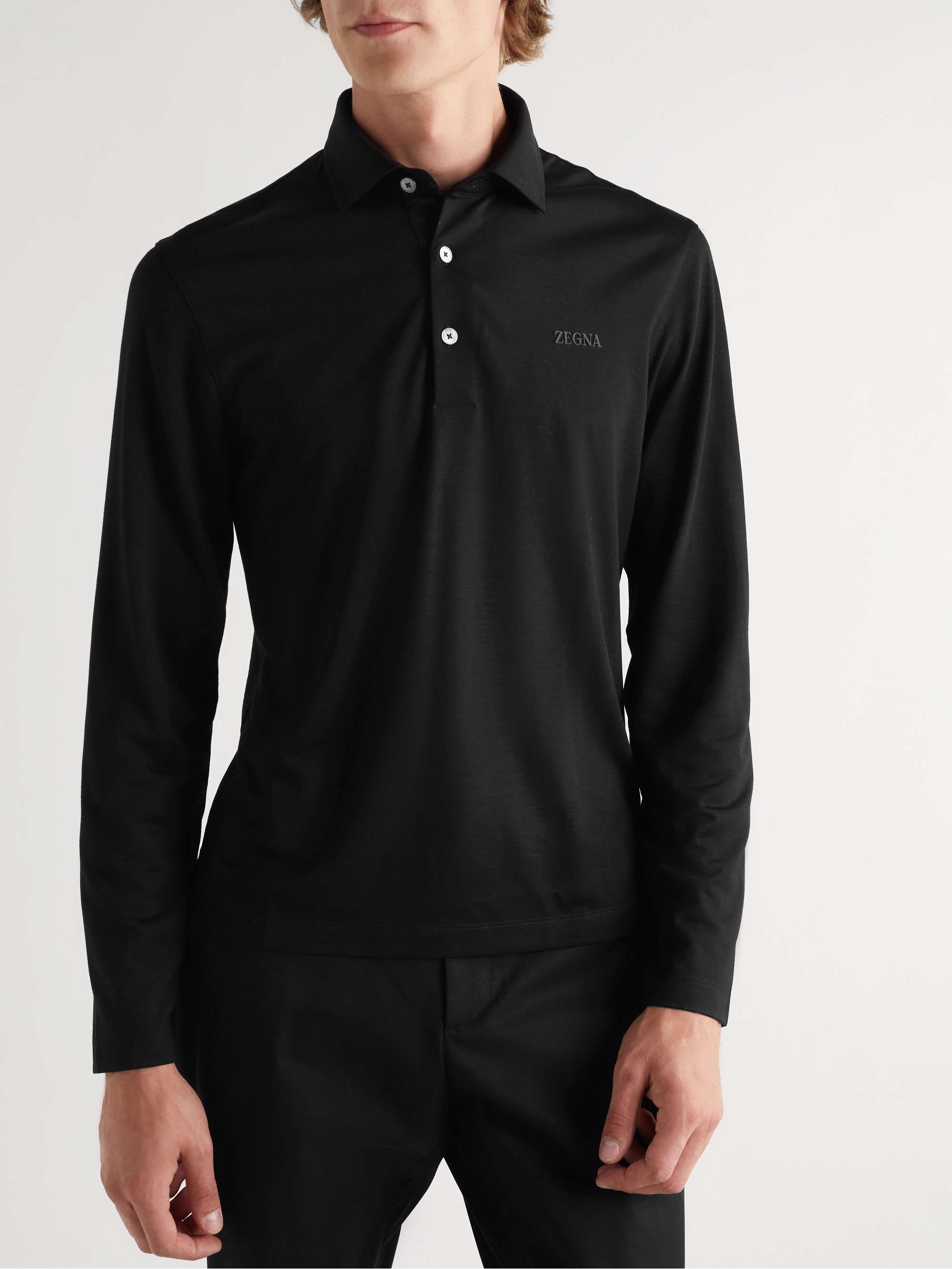 ZEGNA Slim-Fit TECHMERINO Wool and Lyocell-Blend Jersey Polo Shirt