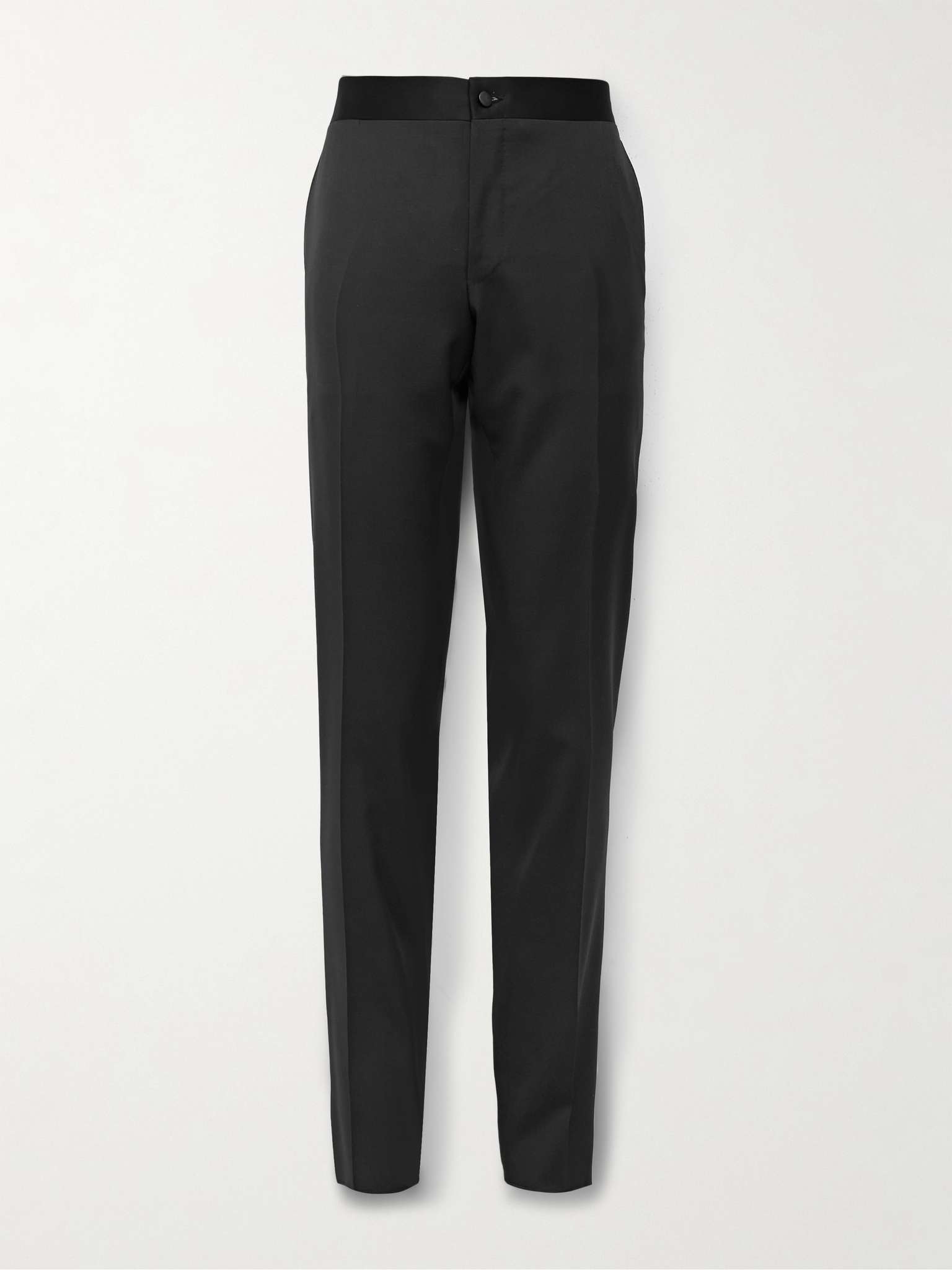 Black Slim-Fit Satin-Trimmed Wool-Twill Tuxedo Trousers | CANALI | MR ...