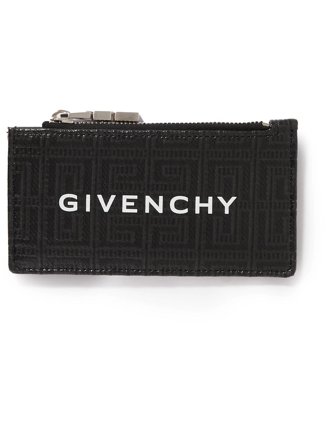 Givenchy Logo-print Coated-canvas And Leather Zipped Cardholder In Black