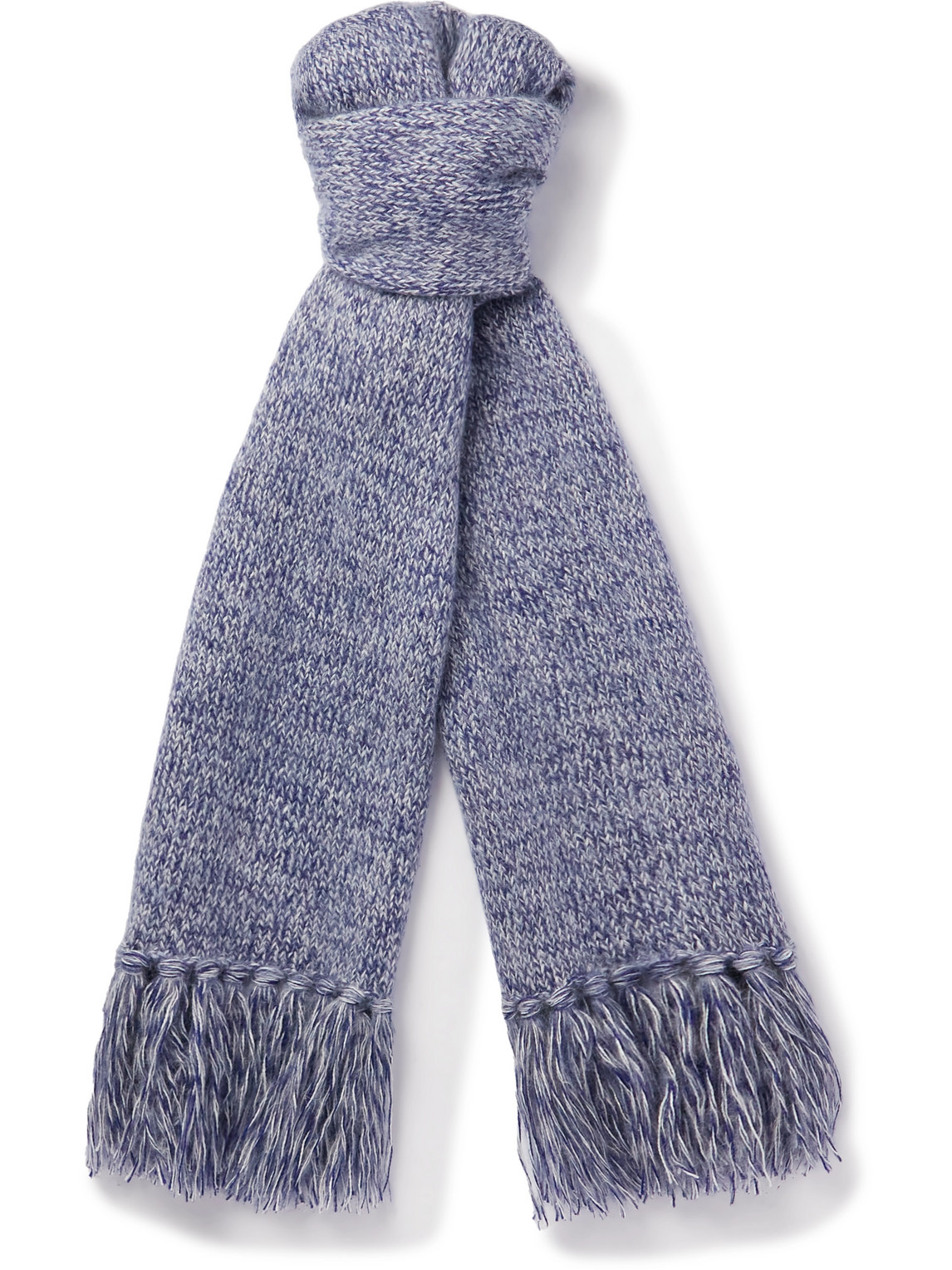 Massimo Alba Fringed Wool, Mohair And Silk-blend Scarf In Blue