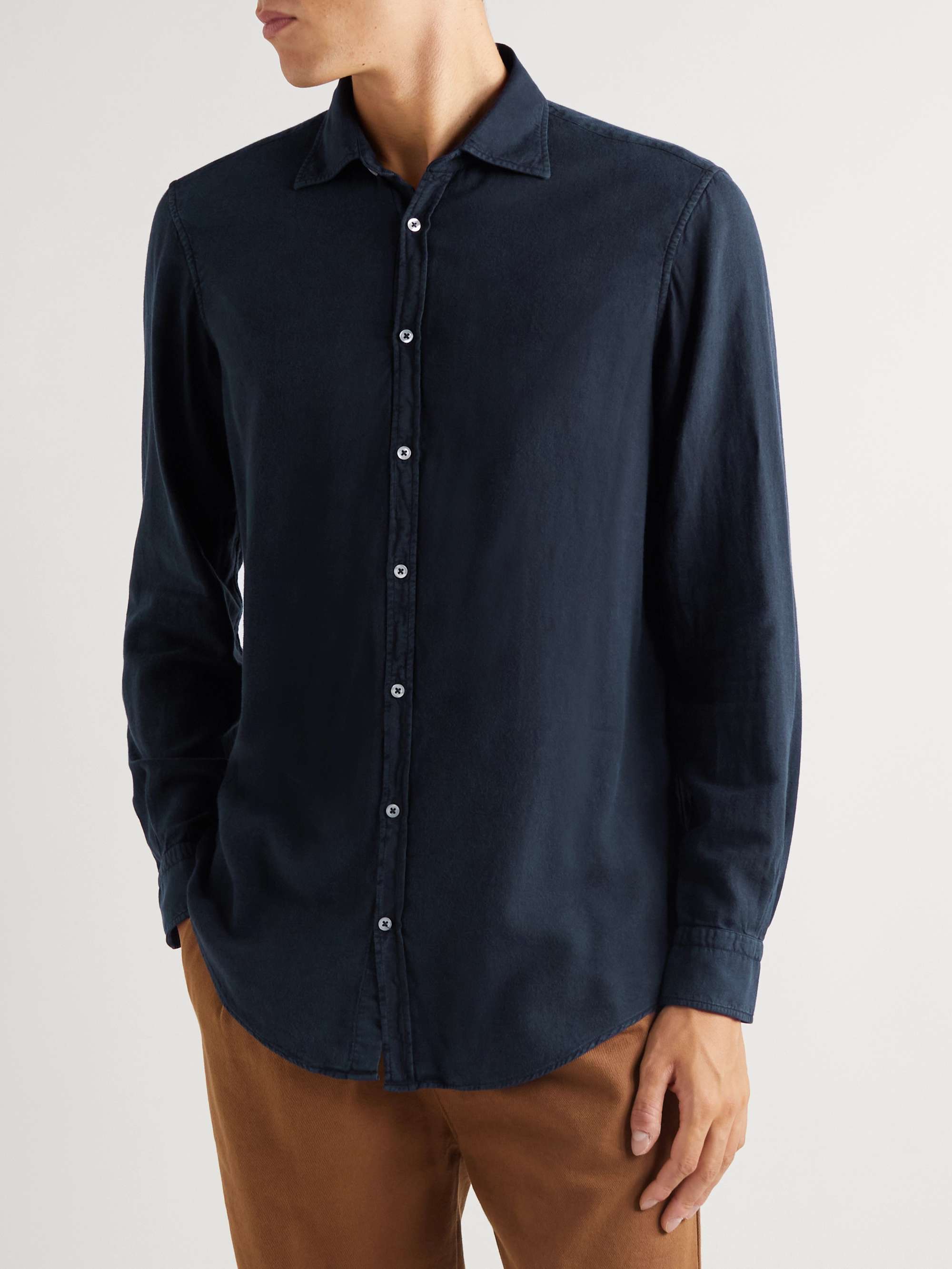 MASSIMO ALBA Button-Down Collar Washed Twill Shirt