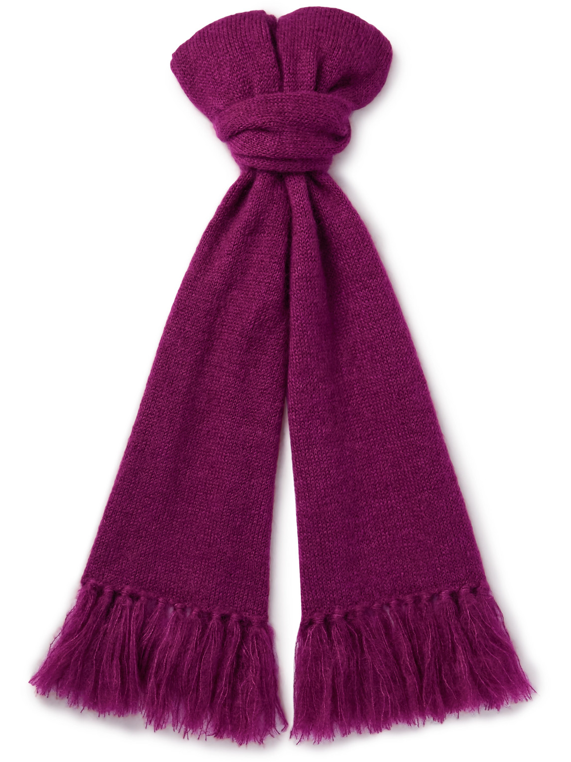 Massimo Alba Fringed Mohair And Silk-blend Scarf In Purple