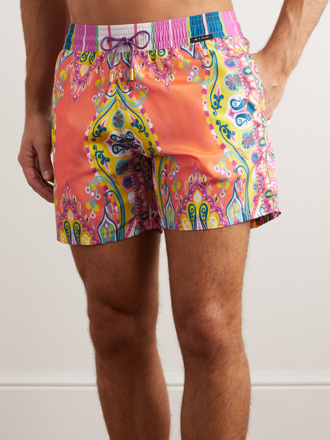 Straight-leg Short-length Paisley-print Swim Shorts In Orange