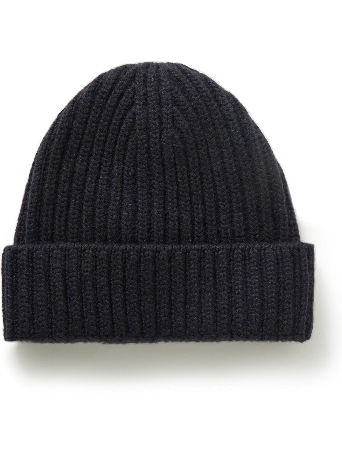 Drake's Ribbed Cashmere Beanie In Blue