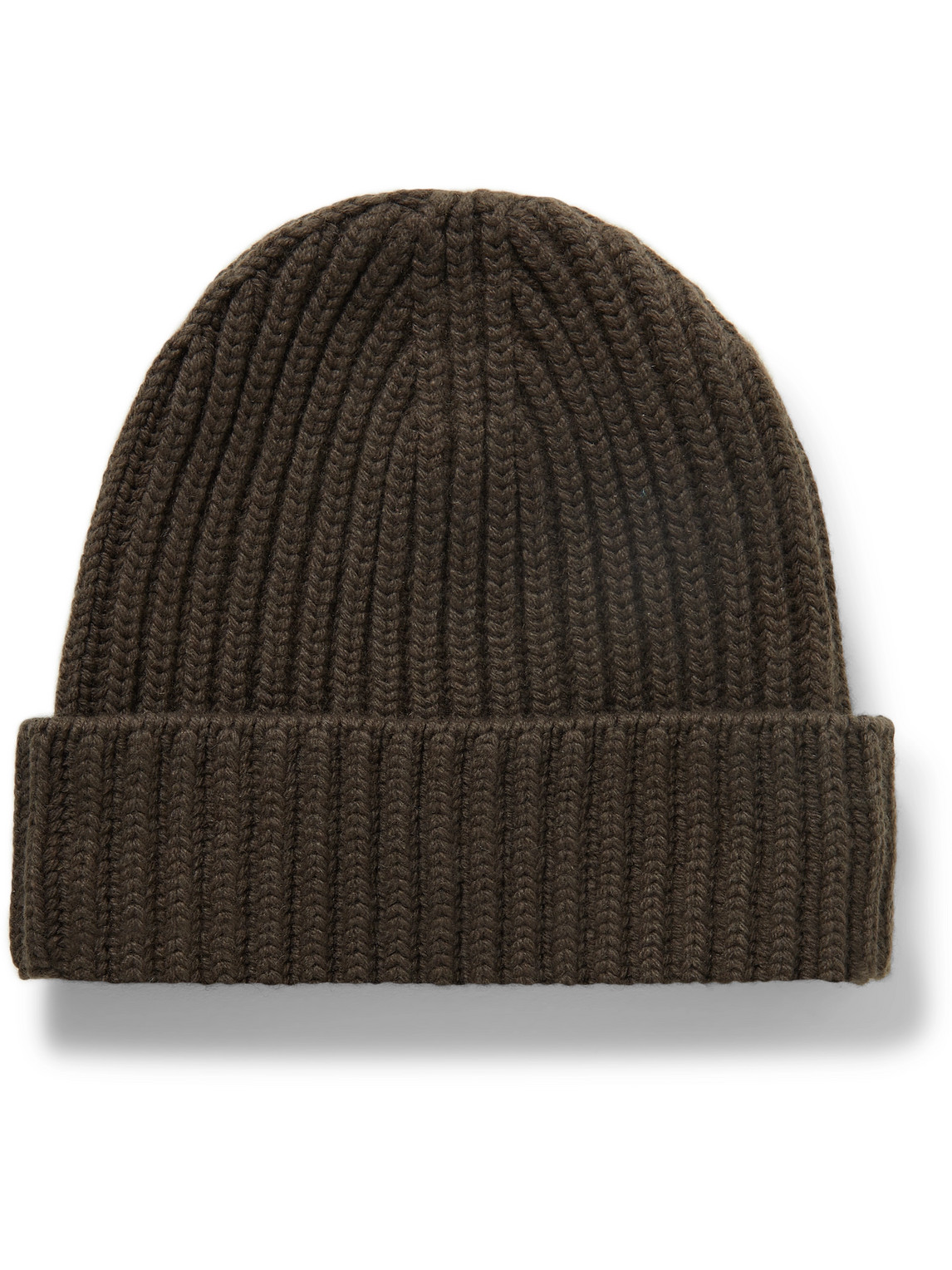 Drake's Ribbed Cashmere Beanie In Brown