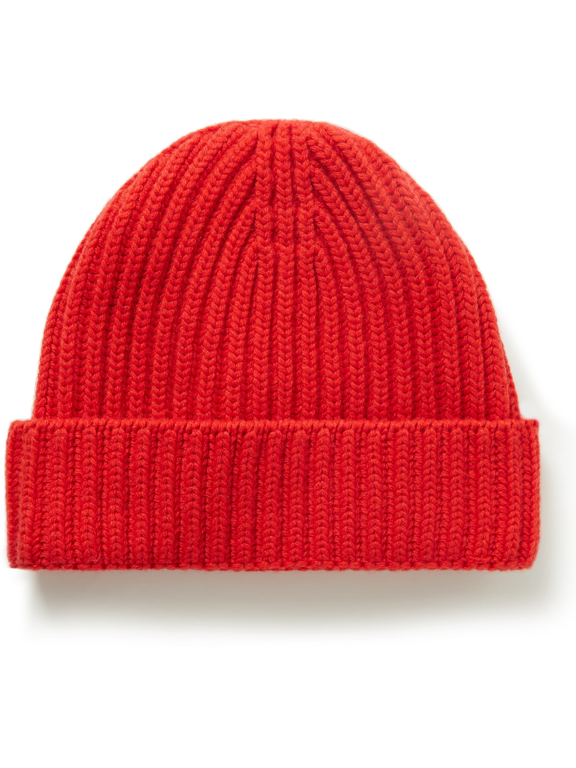 Drake's Ribbed Cashmere Beanie In Red