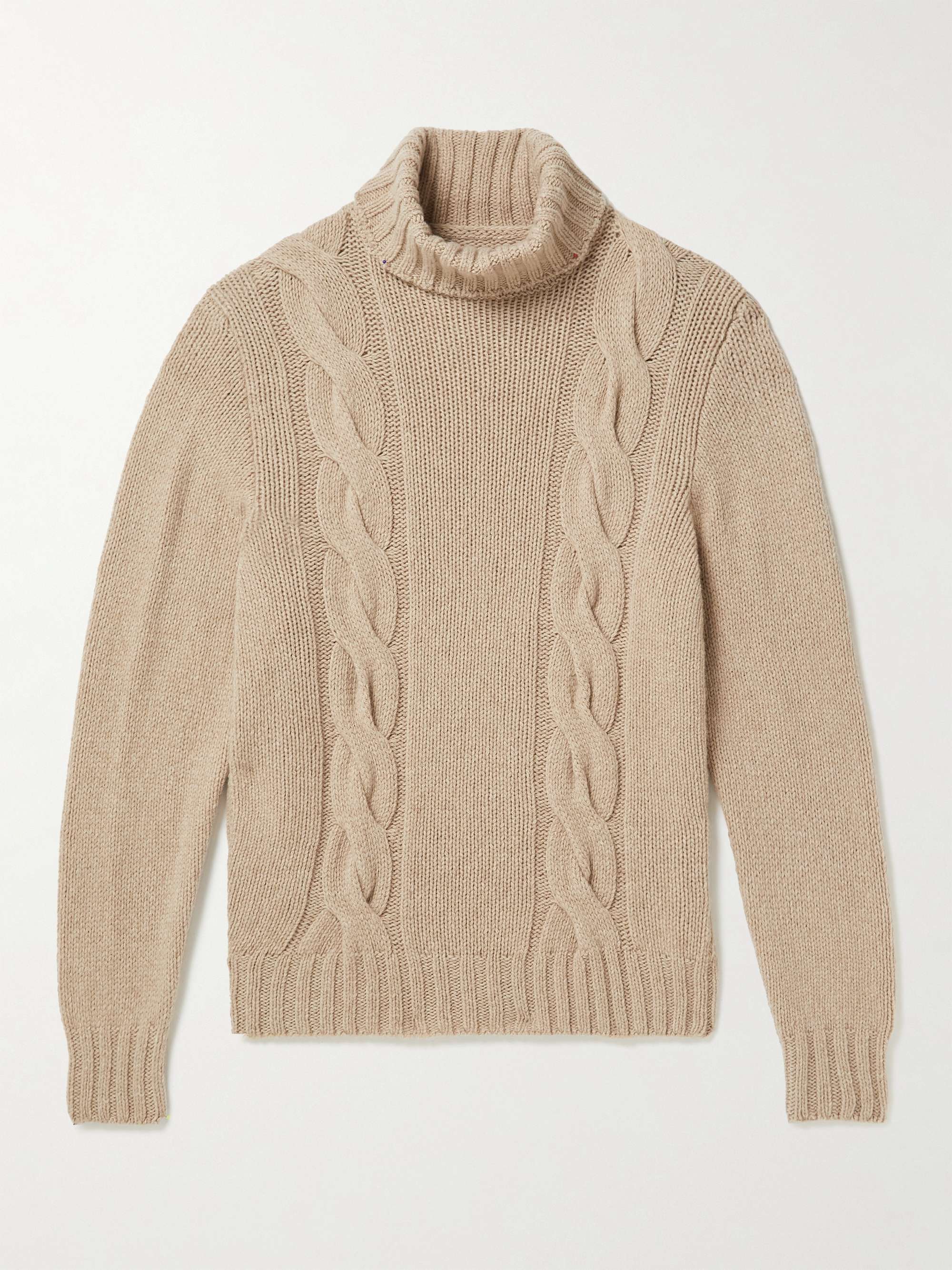 ANDERSON & SHEPPARD Cable-Knit Merino Wool Rollneck Sweater