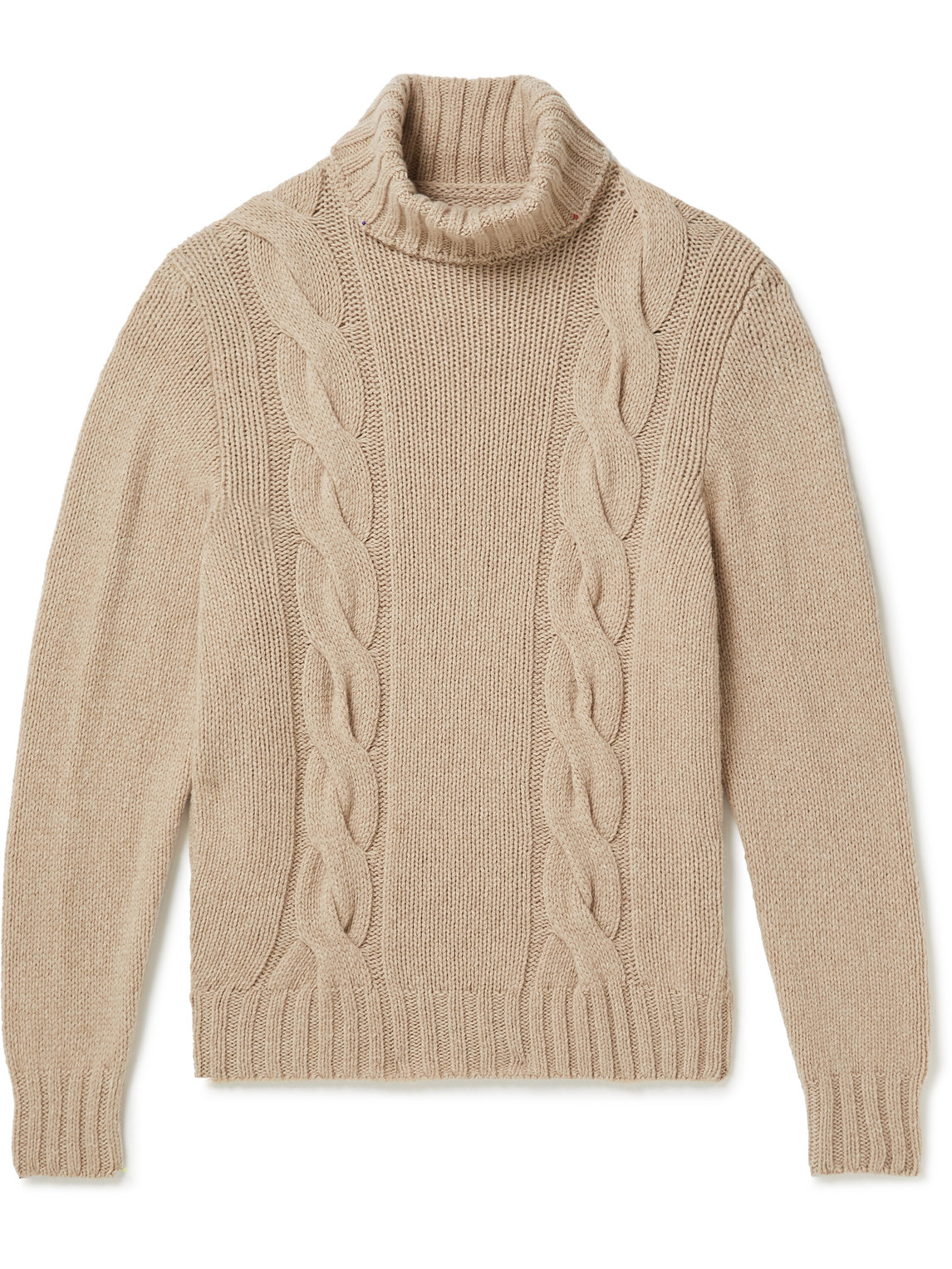 Anderson & Sheppard Cable-knit Merino Wool Rollneck Sweater In Neutrals