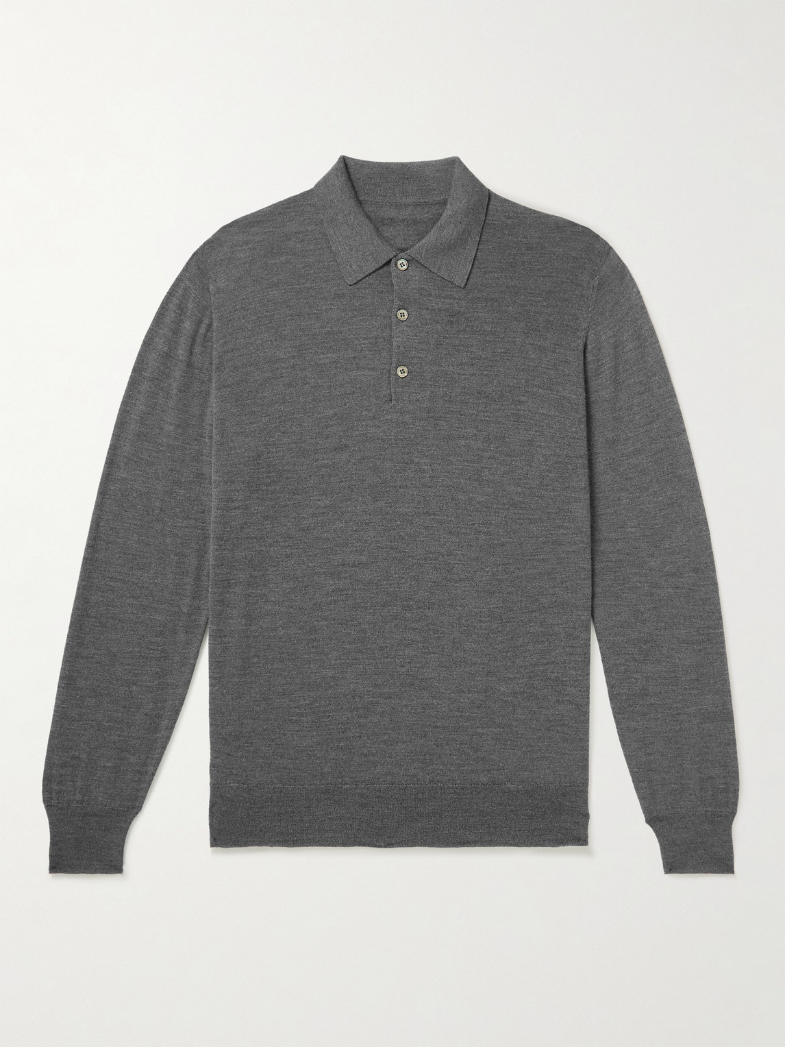 Anderson & Sheppard Merino Wool Polo Shirt In Gray