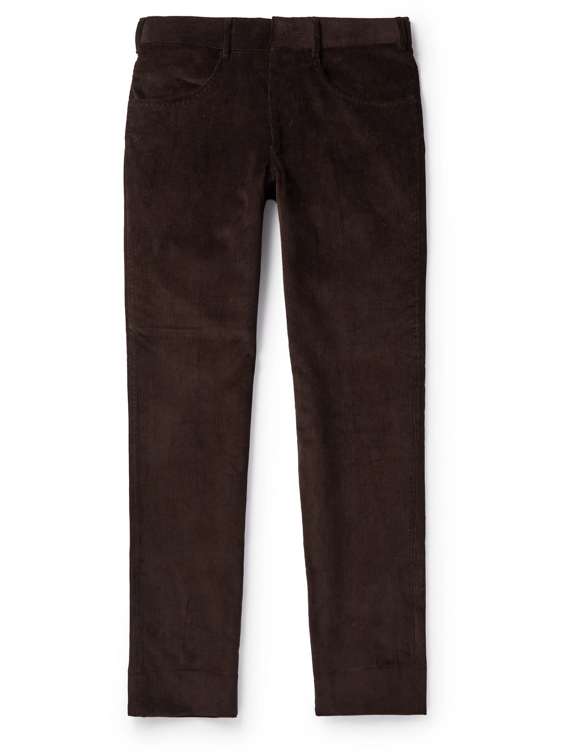 Anderson & Sheppard Slim-fit Cotton-corduroy Trousers In Brown