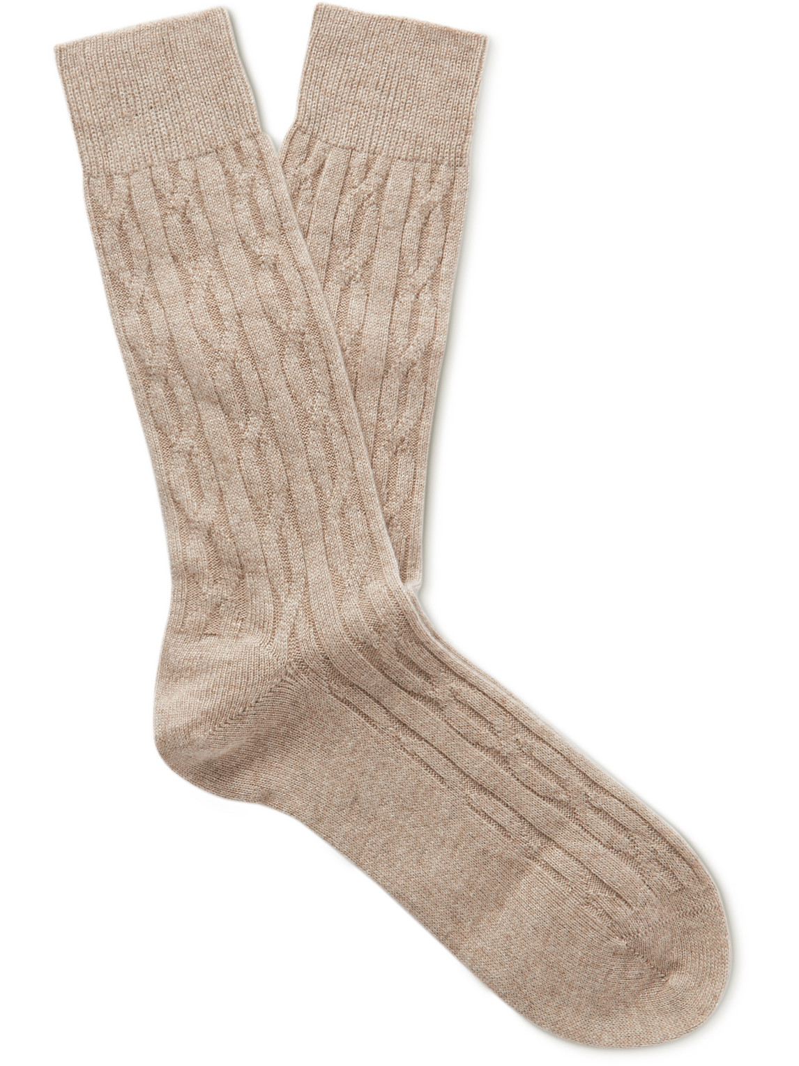 Anderson & Sheppard Cable-knit Cashmere Socks In Neutrals