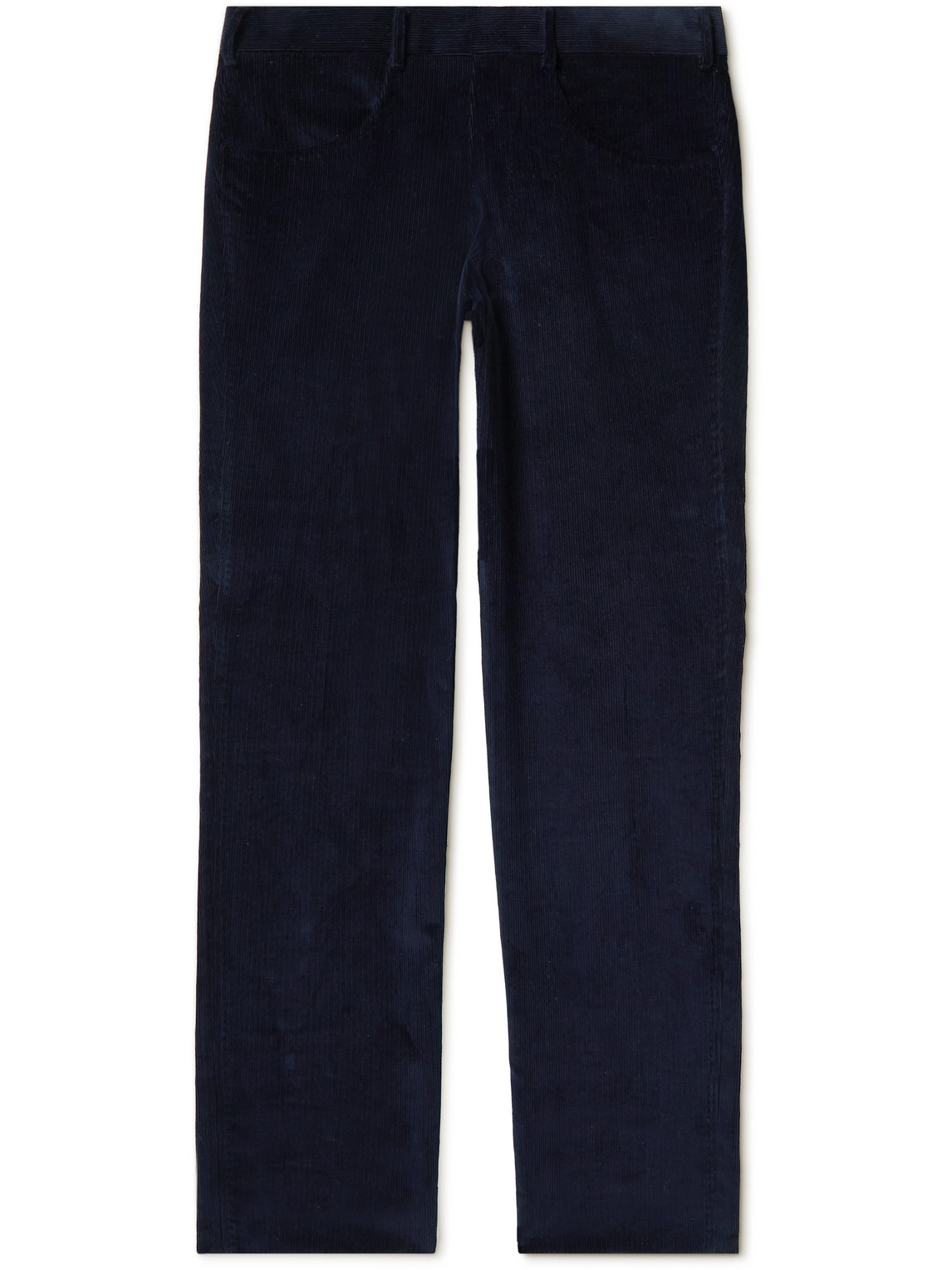 Anderson & Sheppard Straight-leg Cotton-corduroy Trousers In Blue