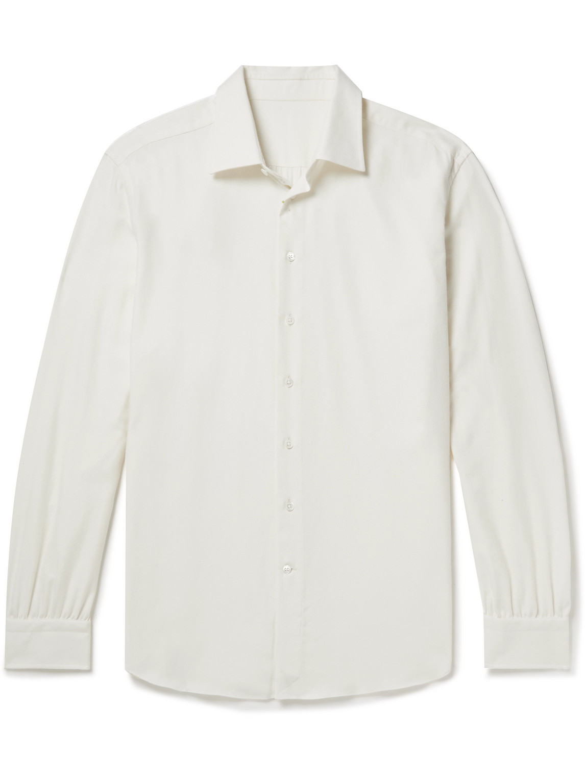 Anderson & Sheppard Cashmere And Cotton-blend Twill Shirt In White
