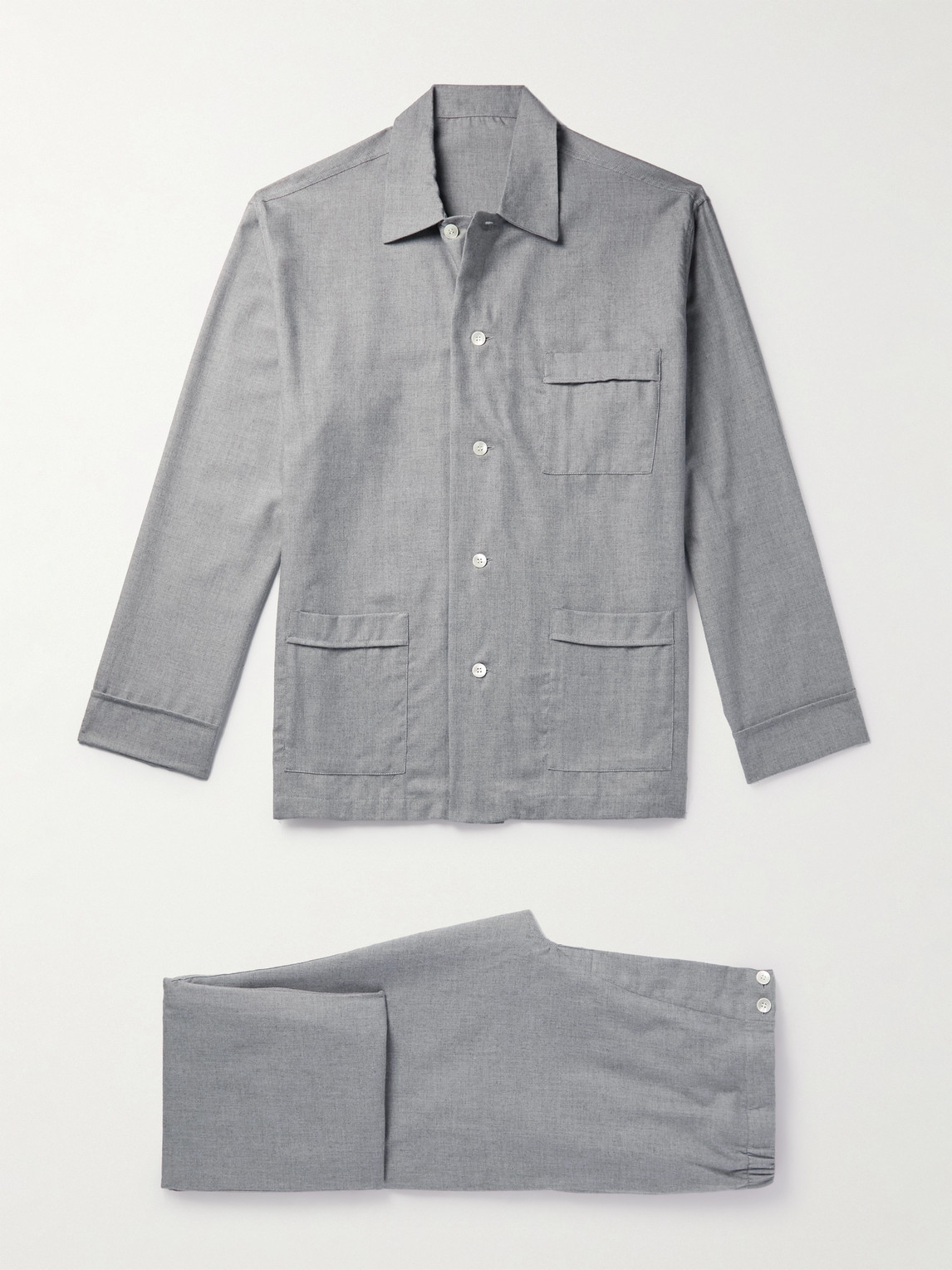 Anderson & Sheppard Cotton And Cashmere-blend Pyjama Set In Gray