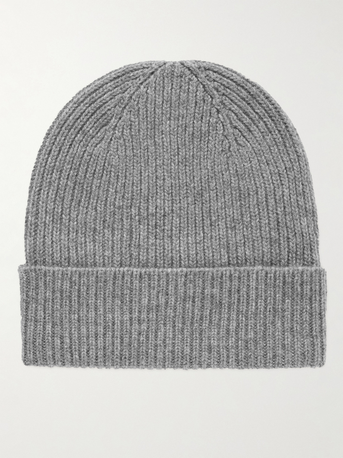 Anderson & Sheppard Ribbed Cashmere Beanie In Gray