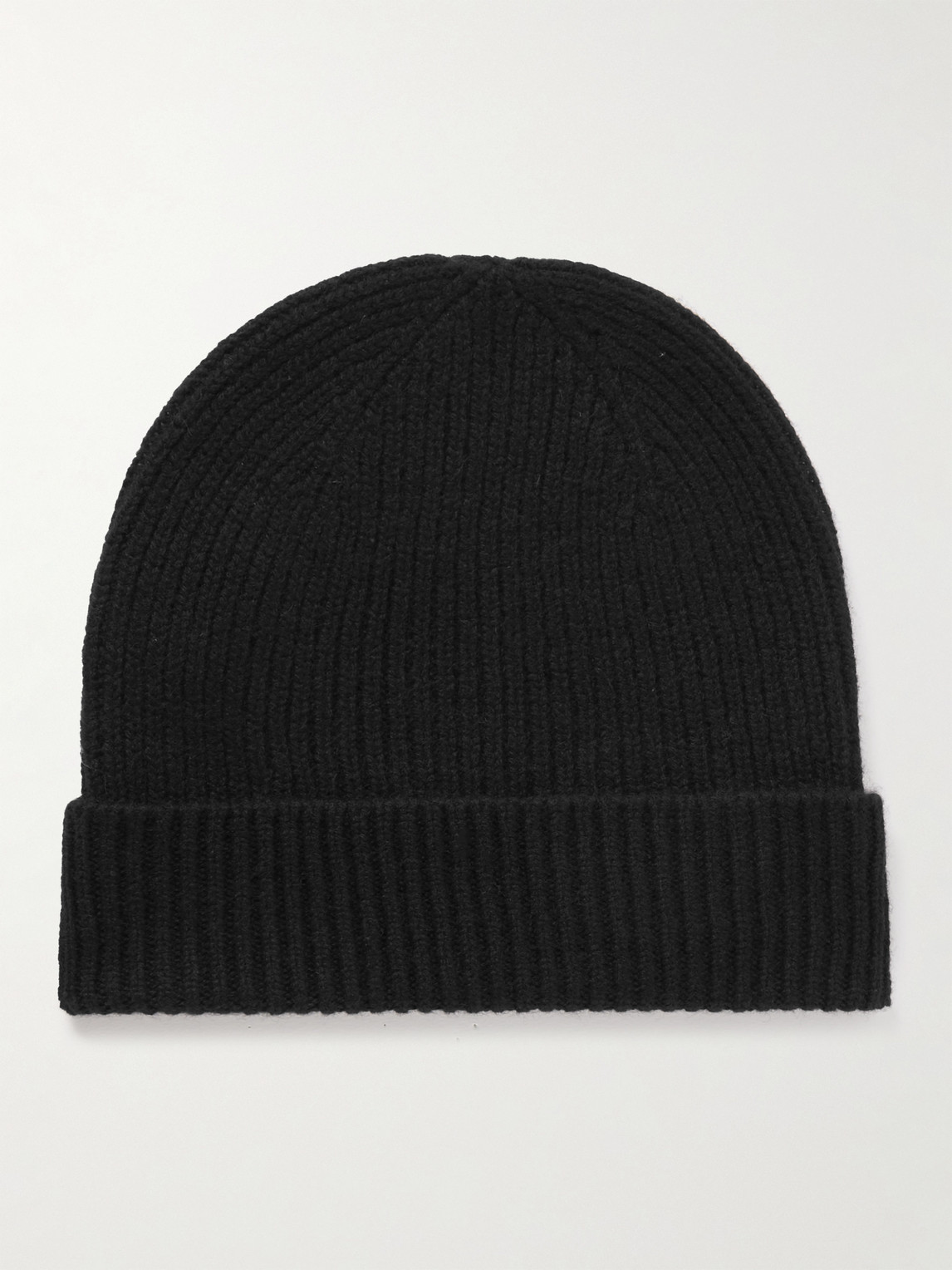 Anderson & Sheppard Ribbed Cashmere Beanie In Black