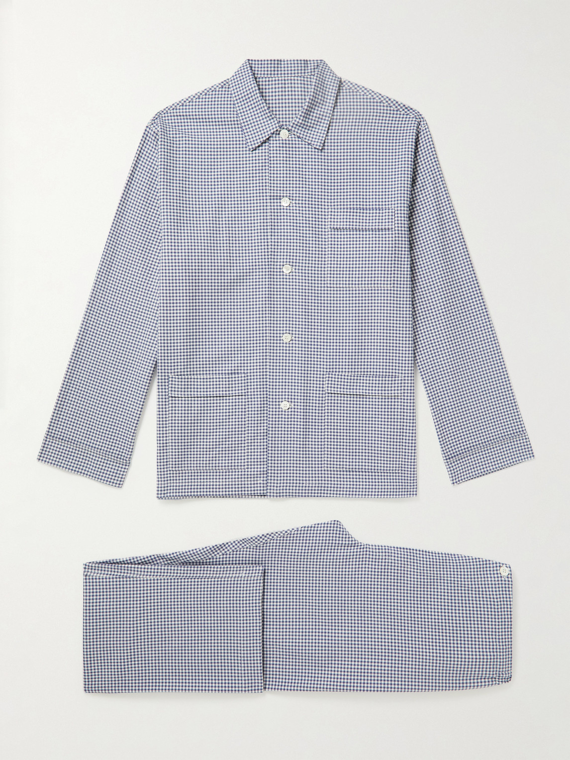 Anderson & Sheppard Checked Brushed Cotton-flannel Pyjama Set In Blue