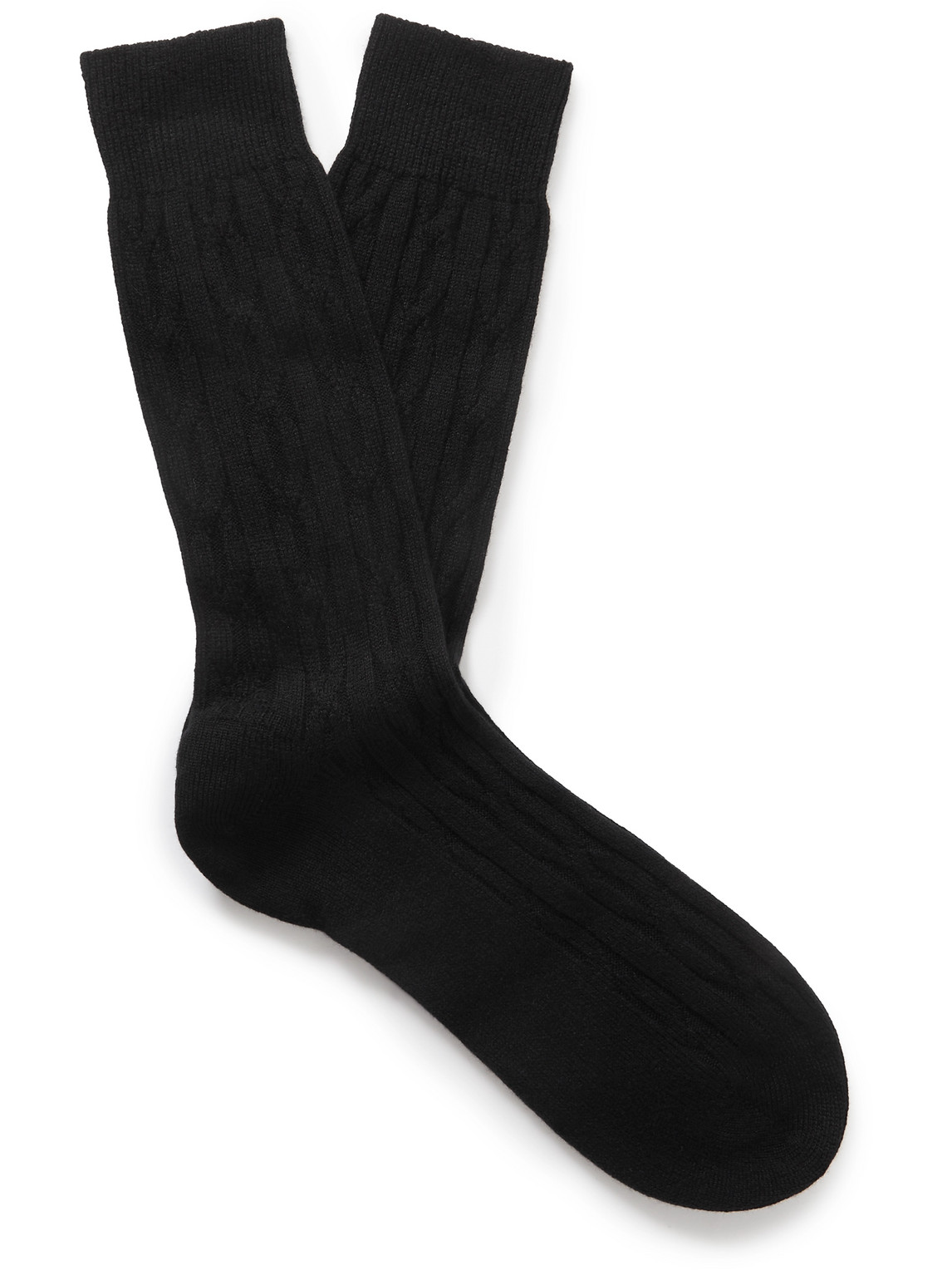 Anderson & Sheppard Cable-knit Cashmere Socks In Black