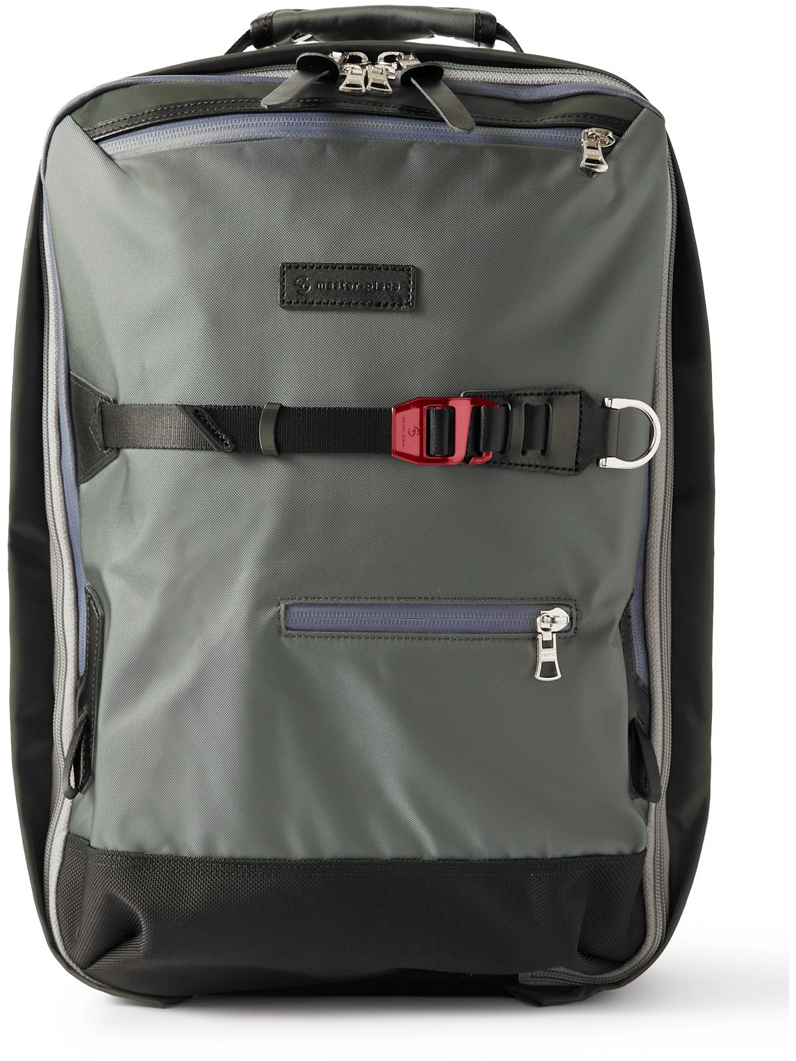 Master-piece Potential Leather And Webbing-trimmed Cordura® Backpack In Gray