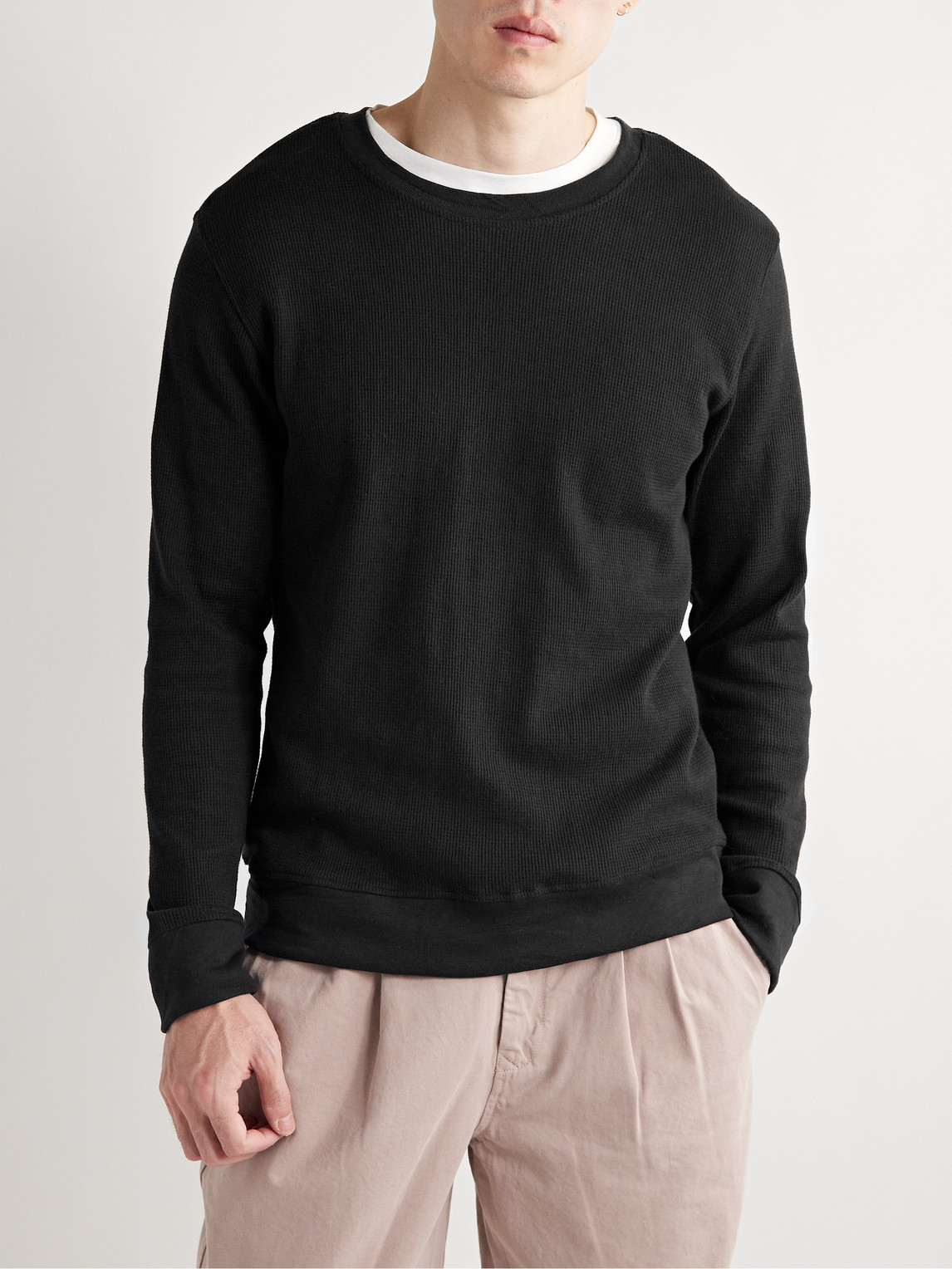 ONIA SLIM-FIT WAFFLE-KNIT COTTON-BLEND SWEATER 