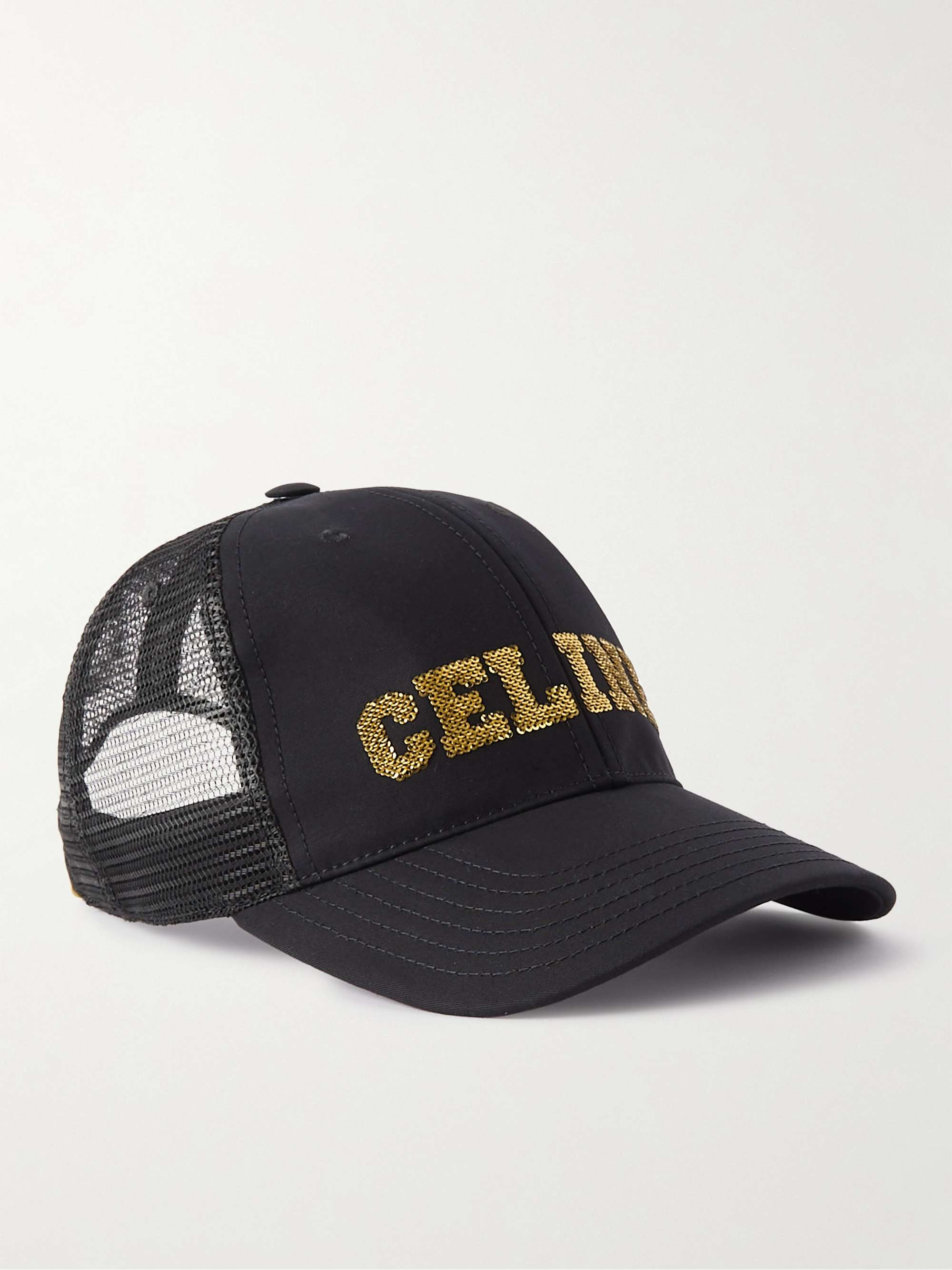 CELINE HOMME Logo-Appliquéd Cotton-Gabardine and Mesh Baseball Cap