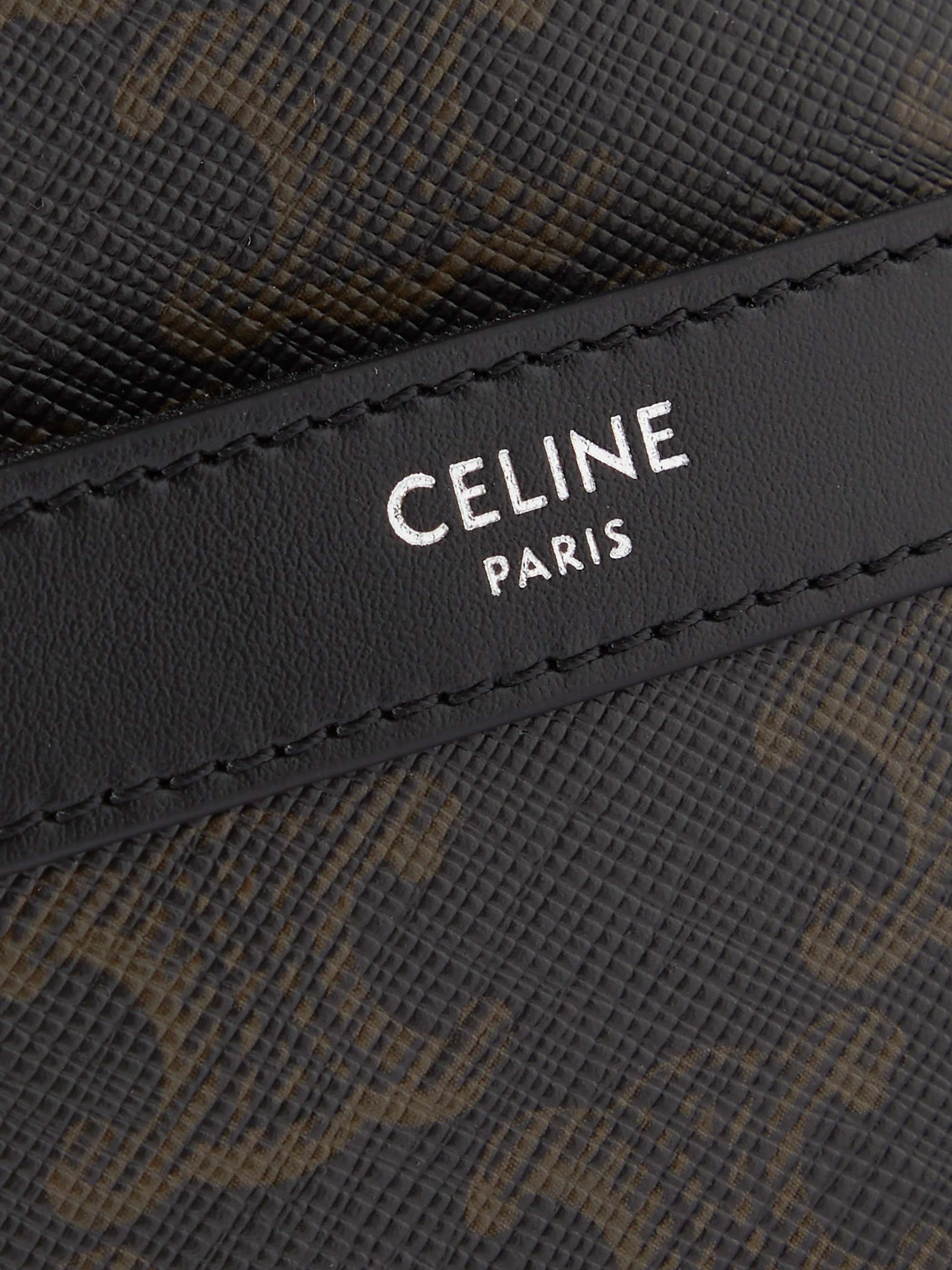 CELINE HOMME Triomphe Leather-Trimmed Logo-Print Coated-Canvas Messenger Bag
