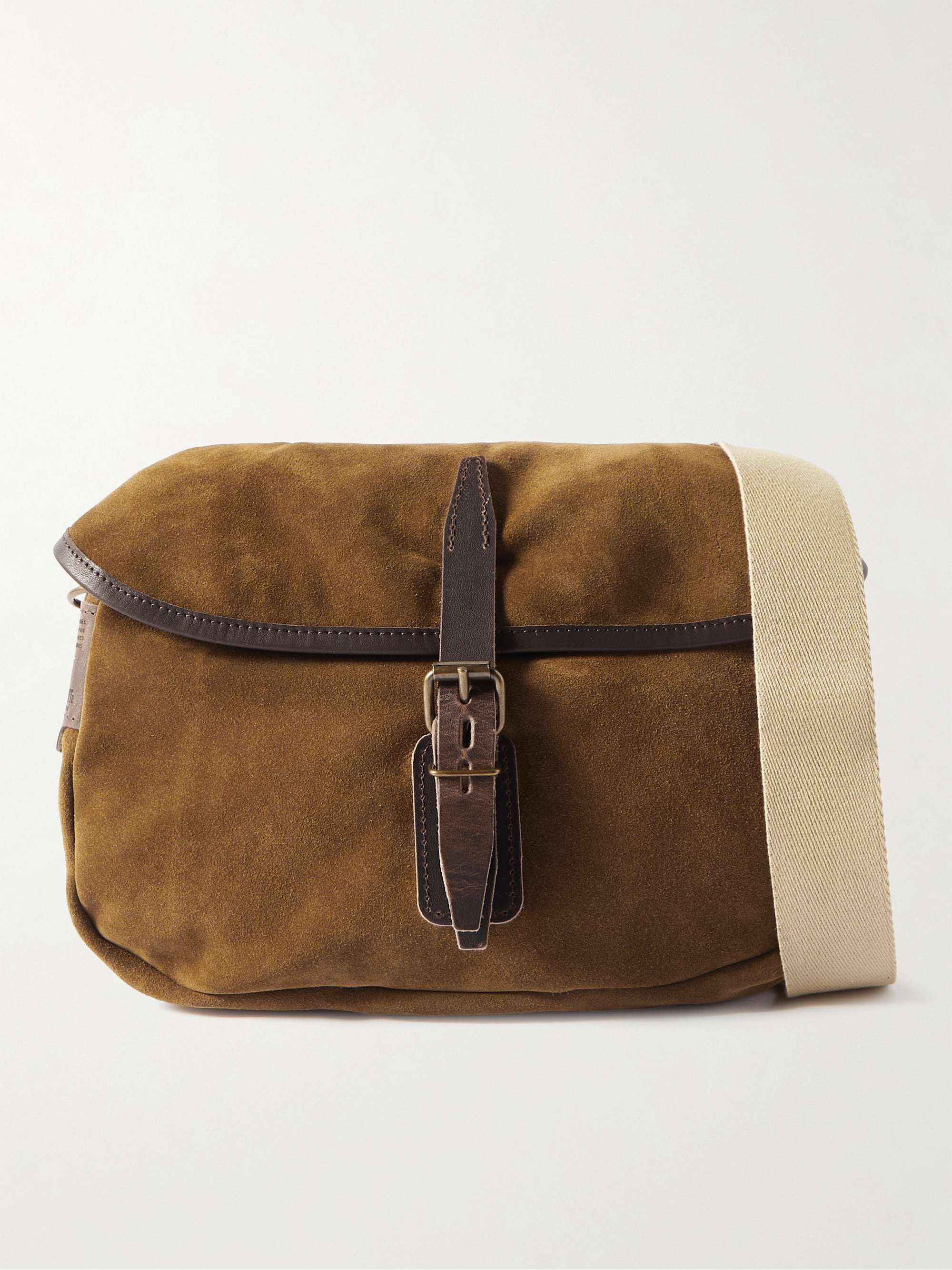 BLEU DE CHAUFFE Musette Leather-Trimmed Suede Messenger Bag