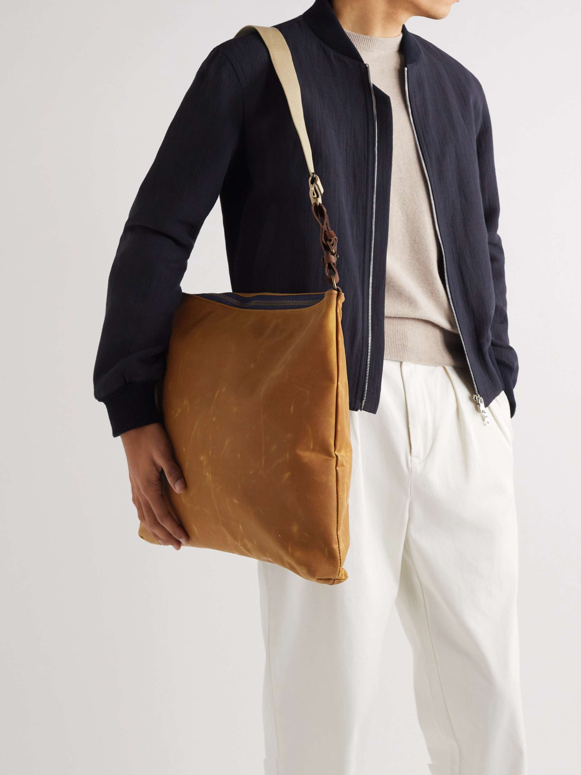 BLEU DE CHAUFFE Baston2 Leather-Trimmed Cotton-Canvas Messenger Bag