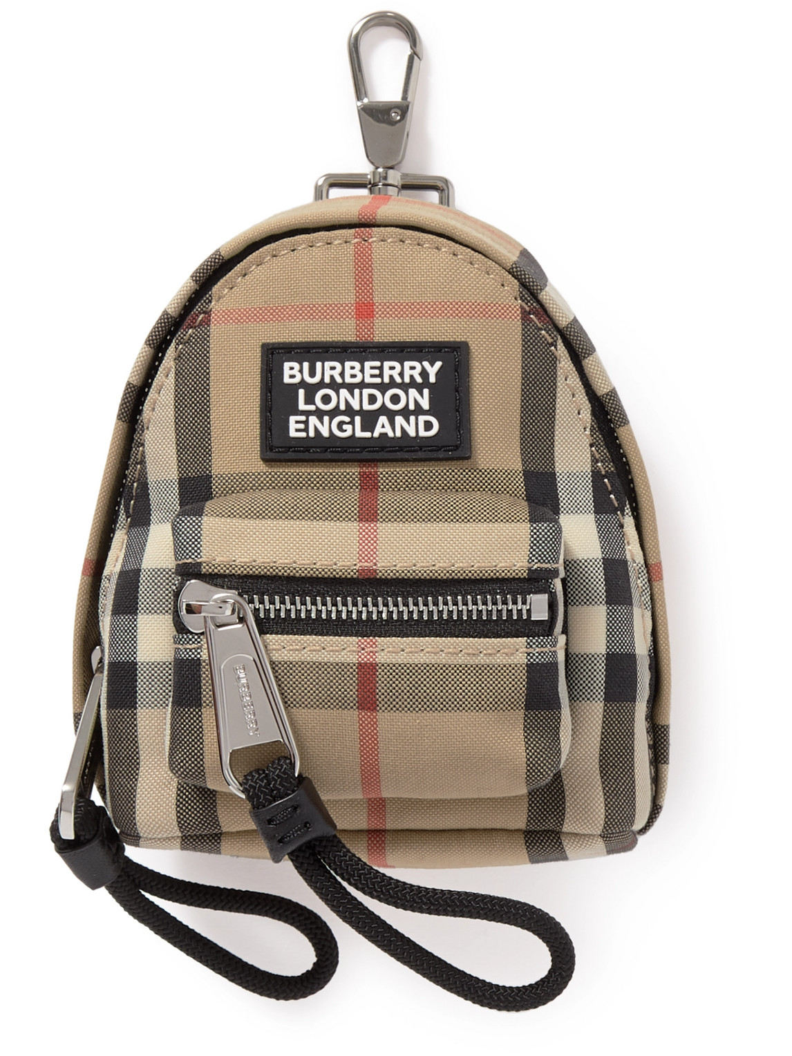Burberry Checked Leather-Trimmed Canvas Keyring