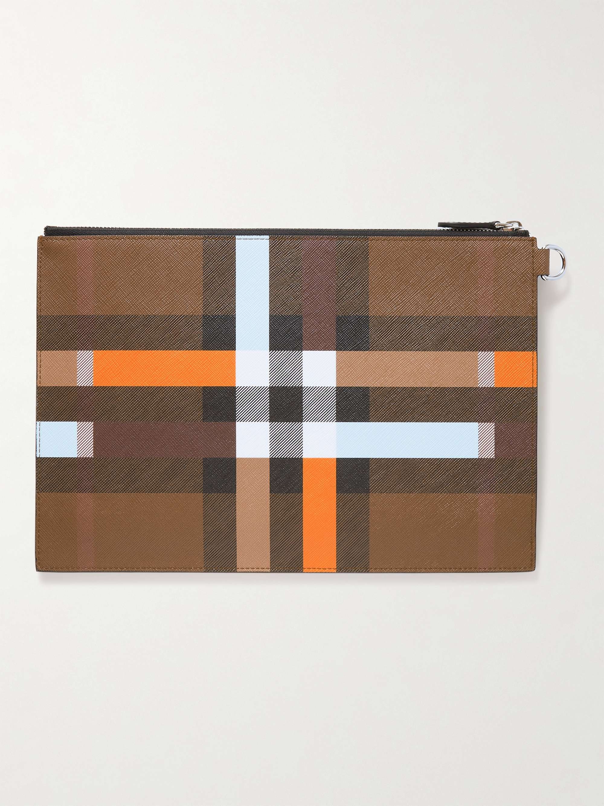 BURBERRY Leather-Trimmed Printed Coated-Canvas Pouch