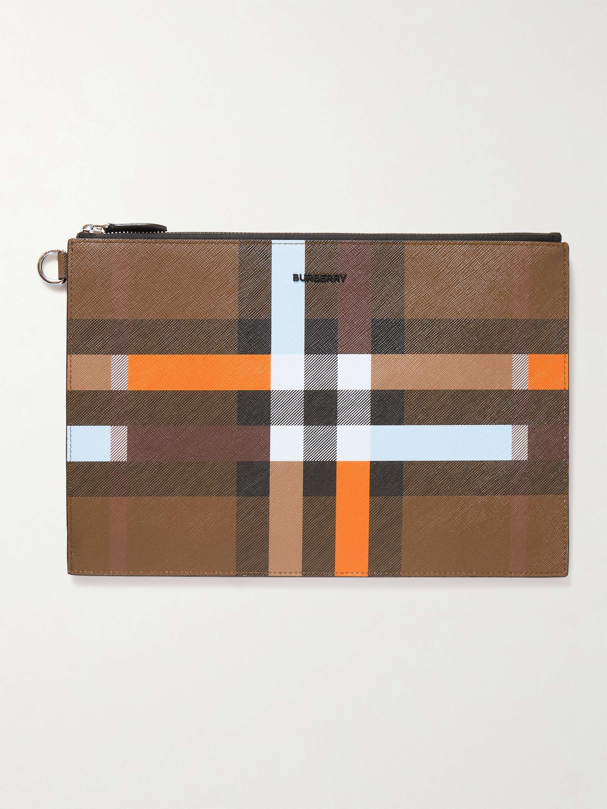 BURBERRY Leather-Trimmed Printed Coated-Canvas Pouch