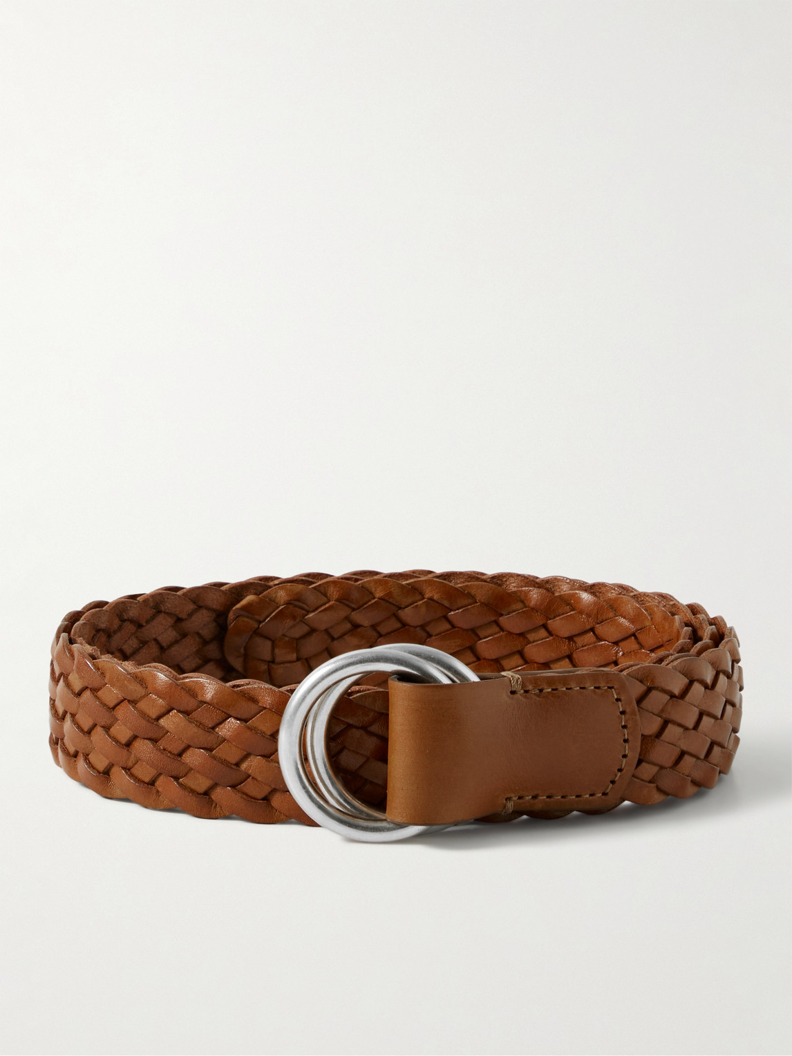 Anderson's 3cm Woven Leather Belt In Brown