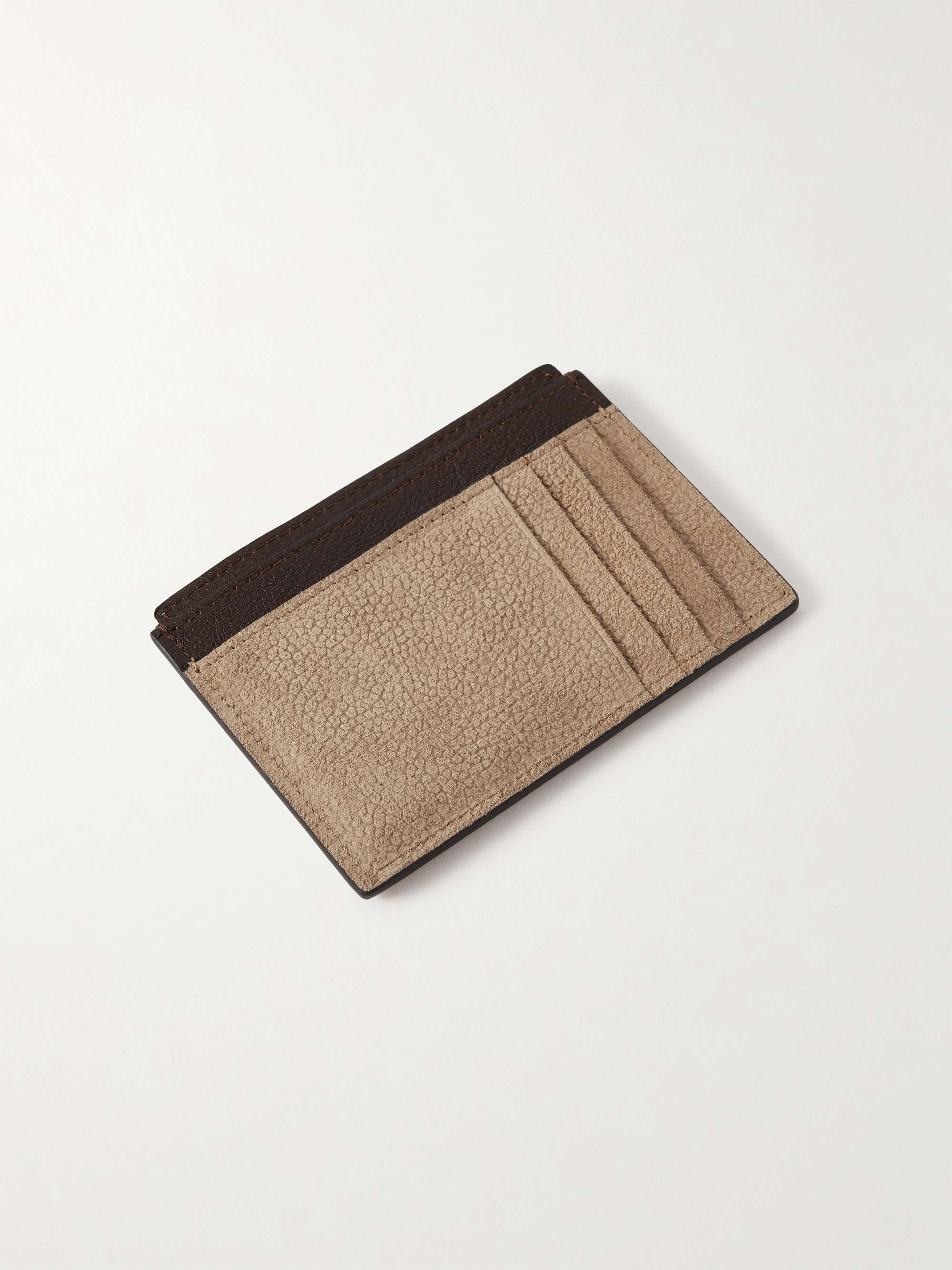 BRUNELLO CUCINELLI Textured Suede and Full-Grain Leather Cardholder