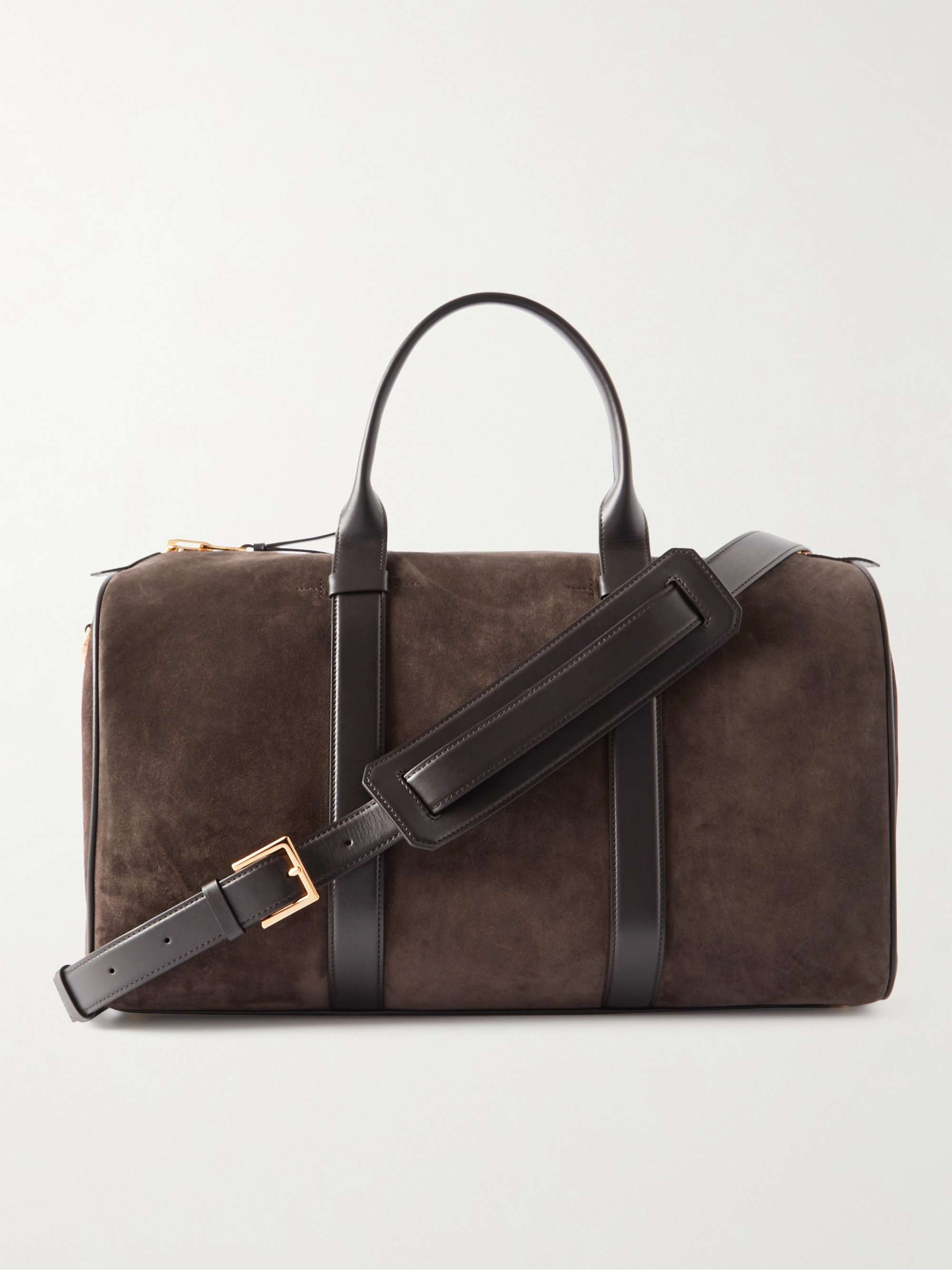TOM FORD Ebony Leather-Trimmed Suede Holdall