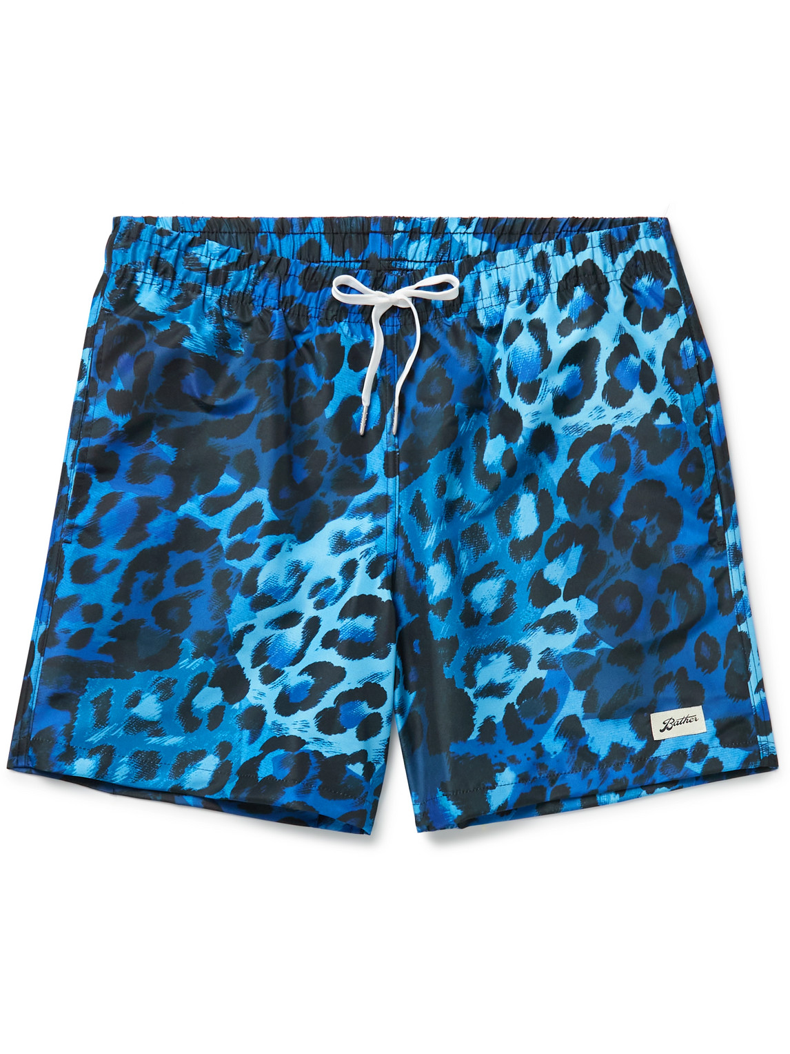 Bather Straight-Leg Mid-Length Leopard-Print Swim Shorts