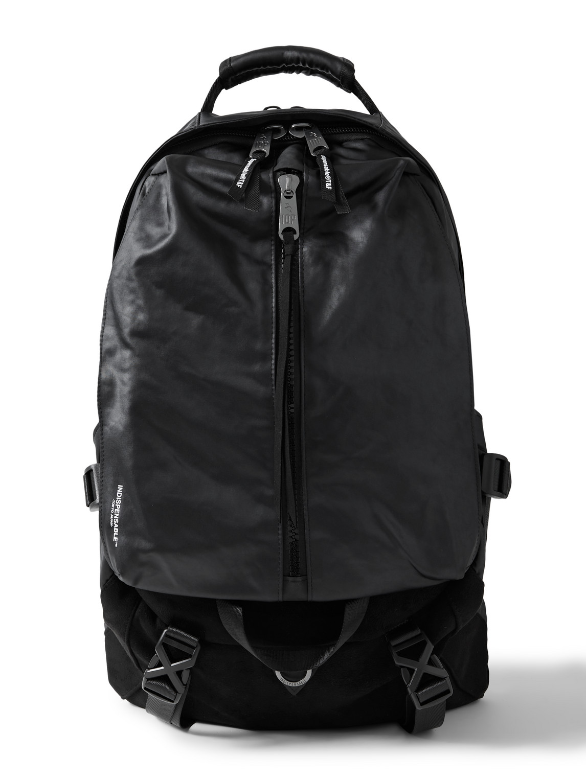 Indispensable Logo-print Vegan Techleather™ And Suede Backpack In Black