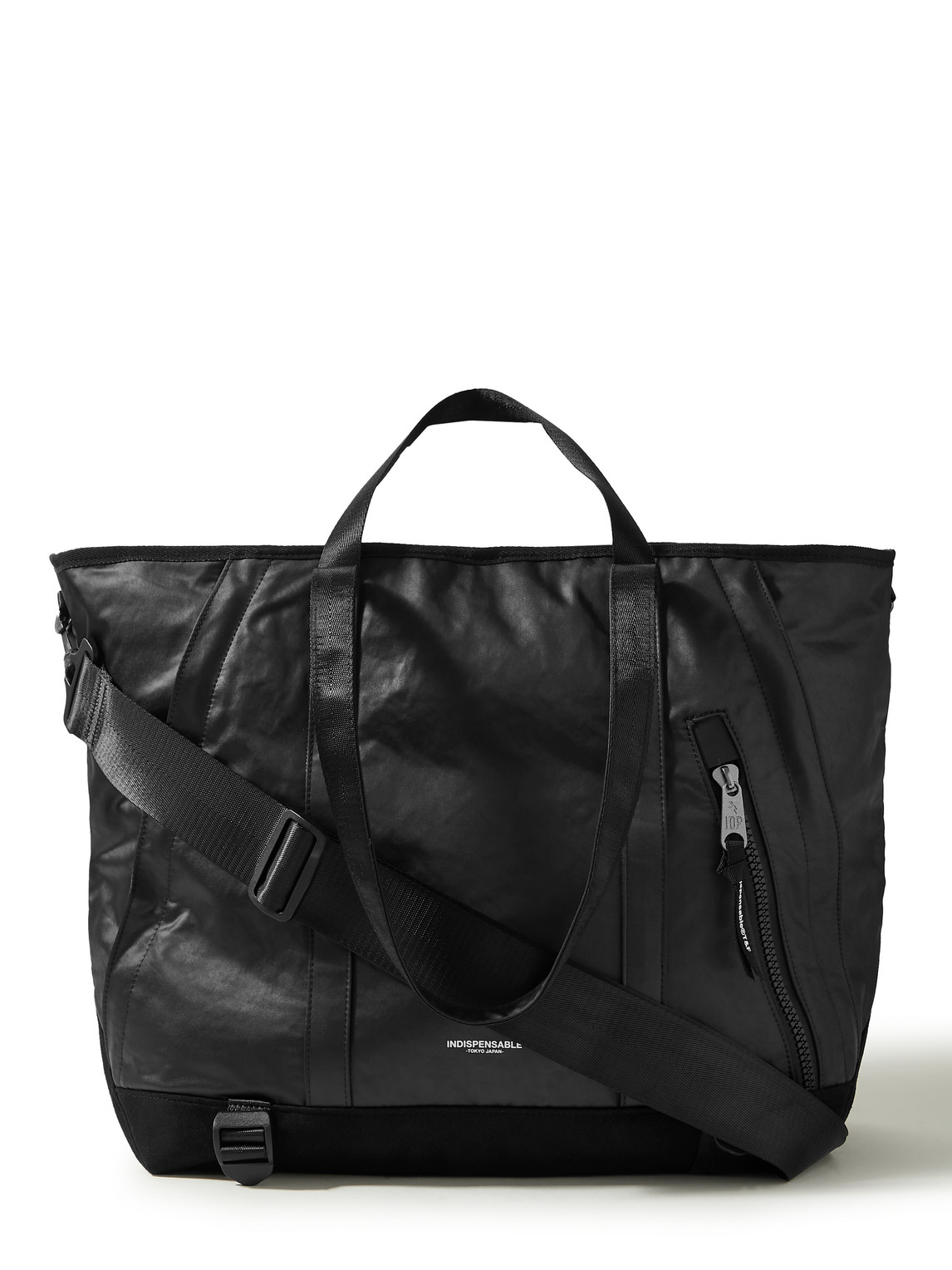 Indispensable Suede-trimmed Shell Tote Bag In Black